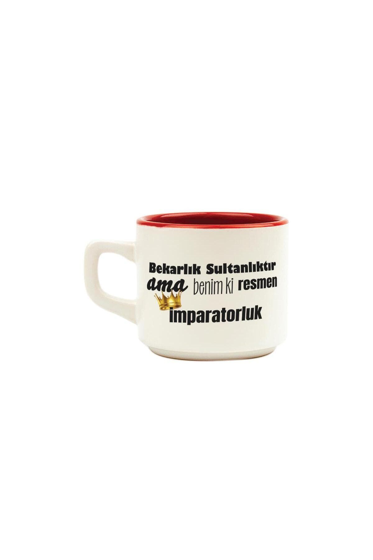 Bekarlık Sultanlıktır Ama Baskılı Kırmızı İçi Renkli Venüs Kupa Bardak Fincan Mug
