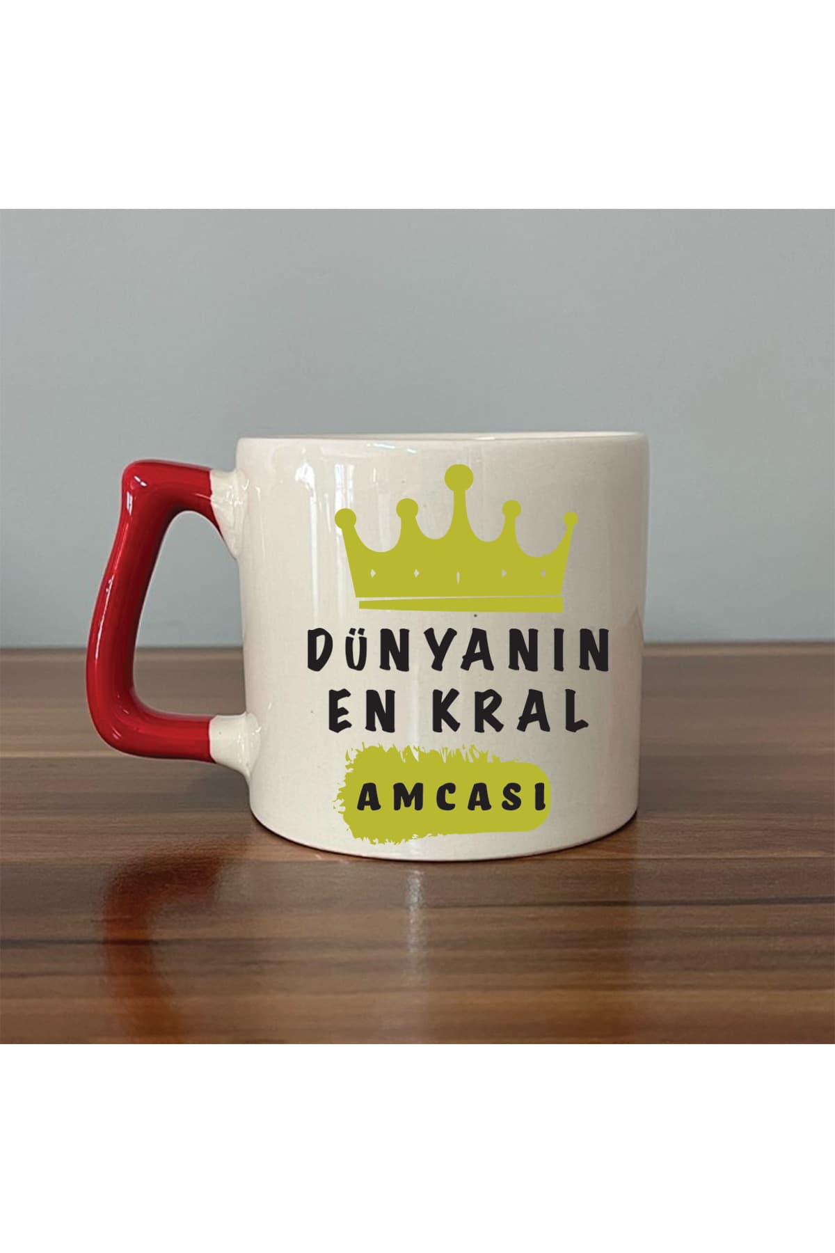 DÜNYANIN EN KRAL AMCASI Kırmızı Kulplu Prime Babalar Günü Hediyesi Kupa