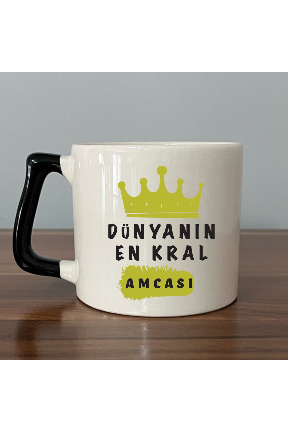 DÜNYANIN EN KRAL AMCASI Siyah Kulplu Prime Babalar Günü Hediyesi Kupa
