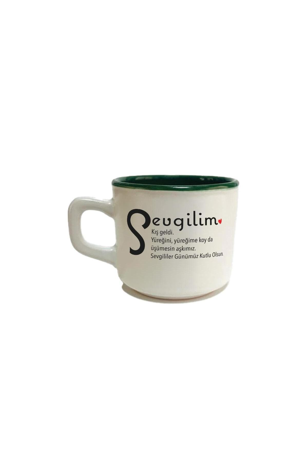 Sevgilim Baskılı Yeşil İçi Renkli Venüs Kupa - Sevgiliye Hediye Bardak Fincan Mug