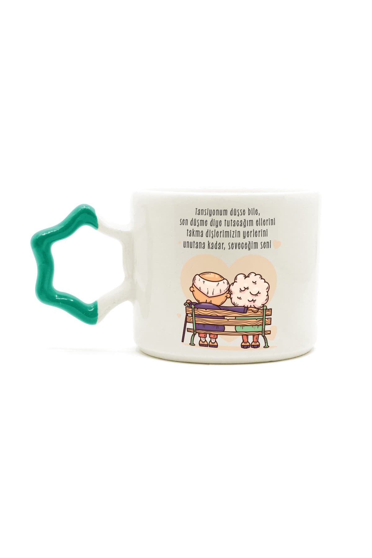 Tansiyonum Düşse Bile Baskılı Yeşil Kulplu Yıldız Kupa Bardak Fincan Mug