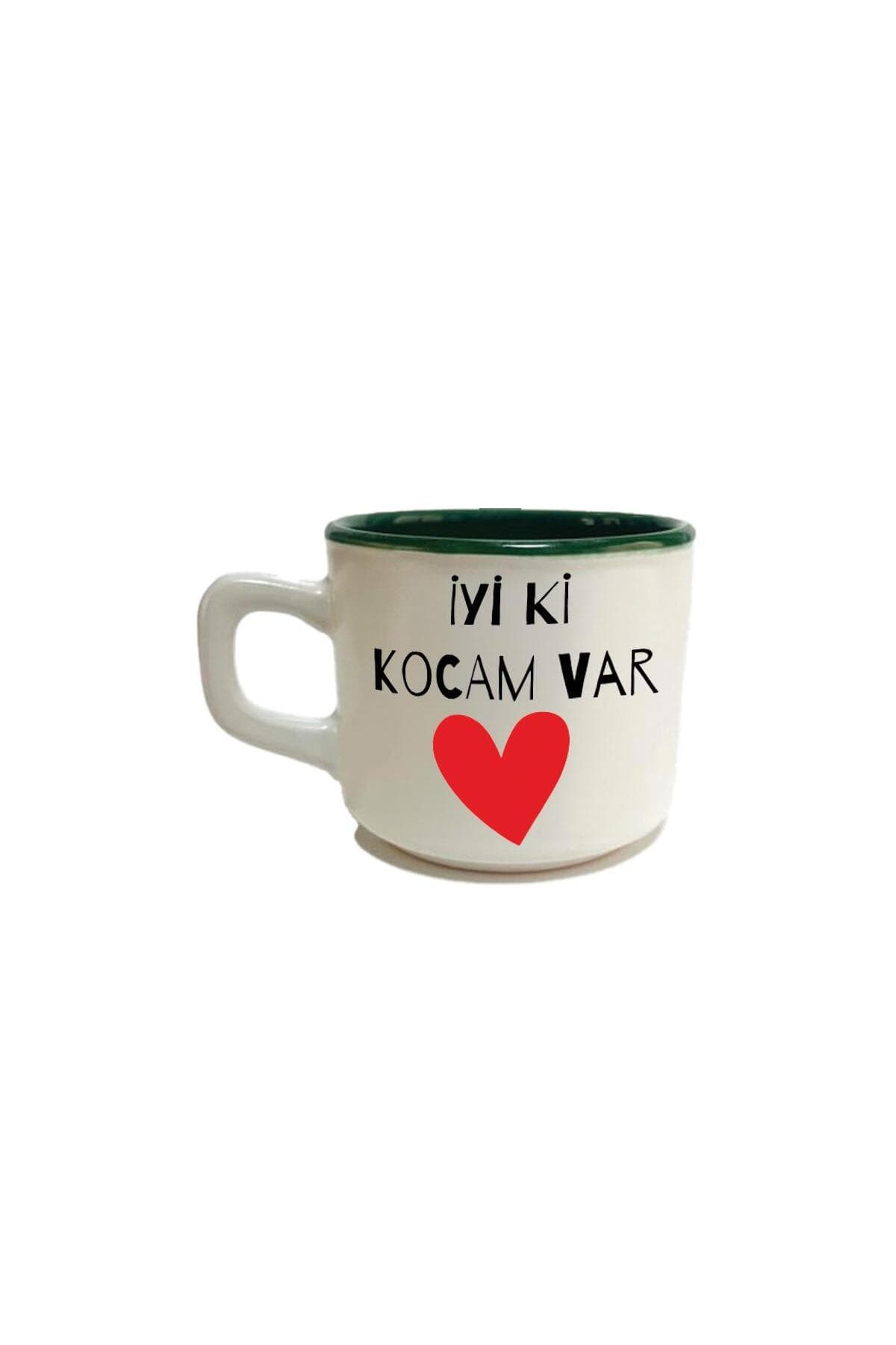 İyi Ki Kocam Var Baskılı Yeşil İçi Renkli Venüs Kupa - Sevgililer Günü Hediyesi Bardak Fincan Mug