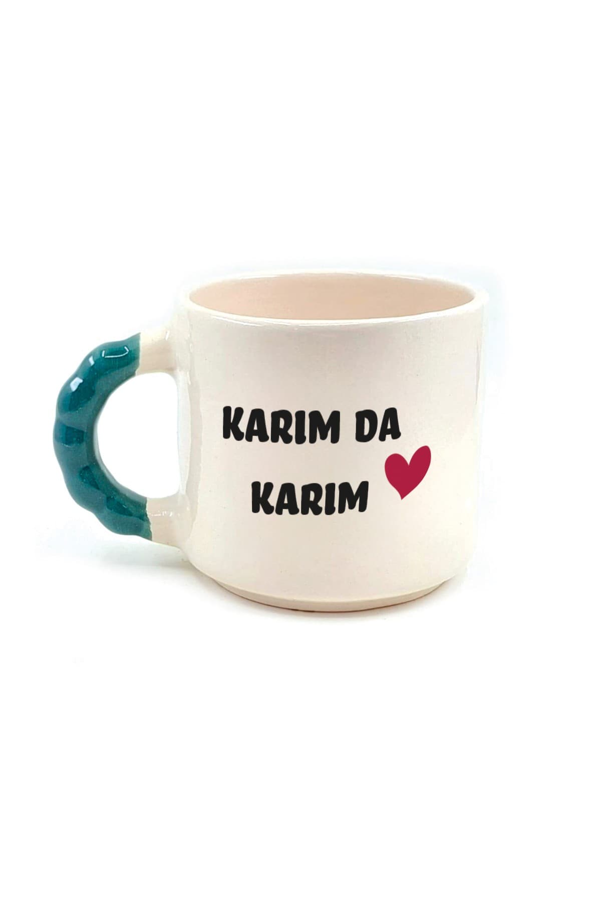 Aşkoların Aşkosu Baskılı Yeşil Kulplu Boncuk Kupa - Sevgililer Günü Hediyesi Bardak Fincan Mug