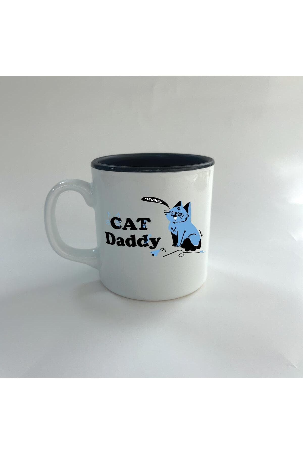 Cat Daddy Baskılı Siyah İçi Renkli Multi Kupa Bardak Fincan Mug