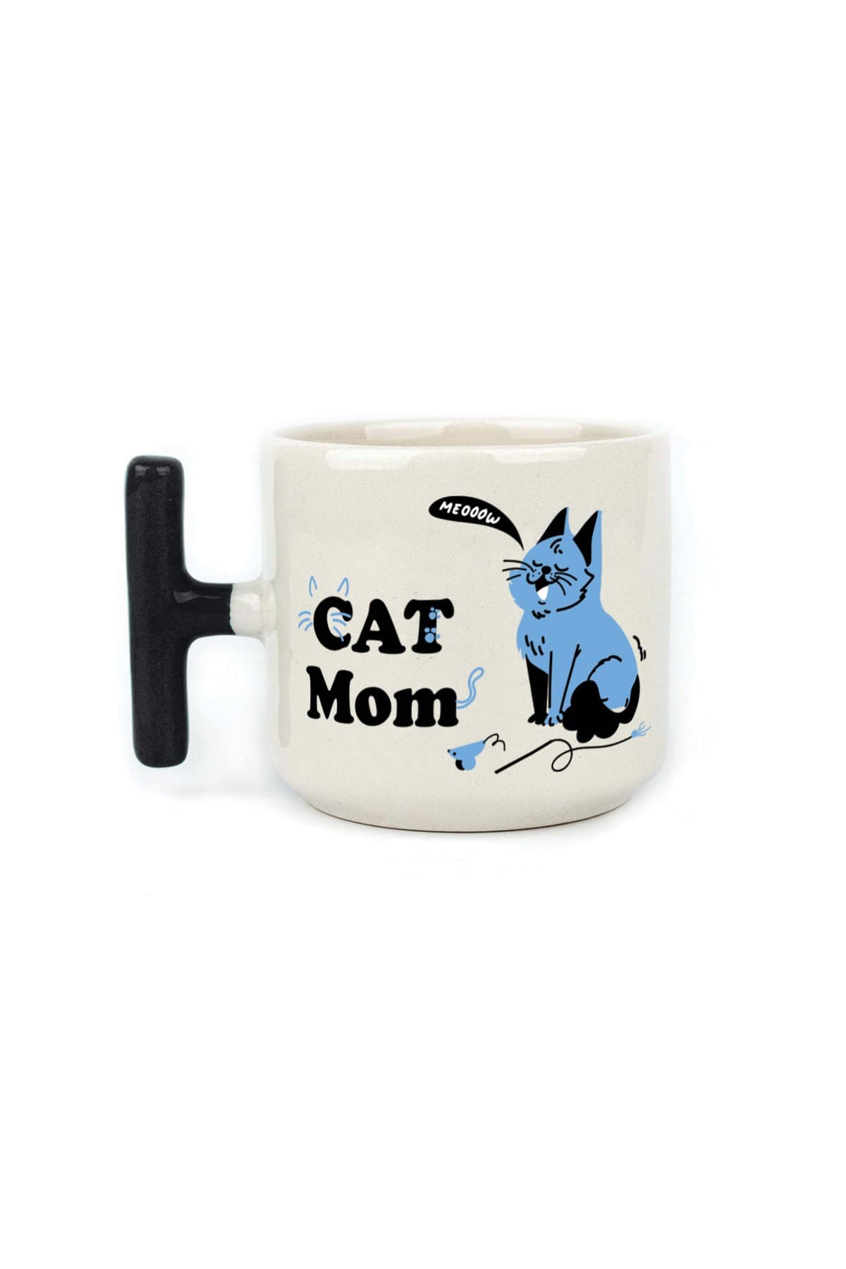 Cat Mom Baskılı Siyah Kulplu T Kupa - Anneye Hediye Bardak Fincan Mug