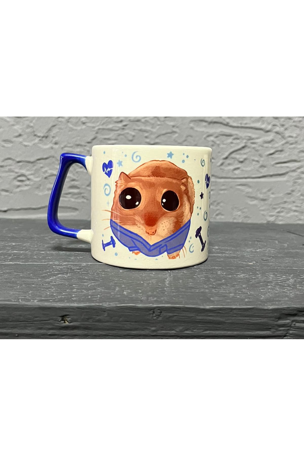 Sad Üzgün Hamster-Fizyoterapist Lacivert Kulplu Prime Meslek Hediyesi Kupa