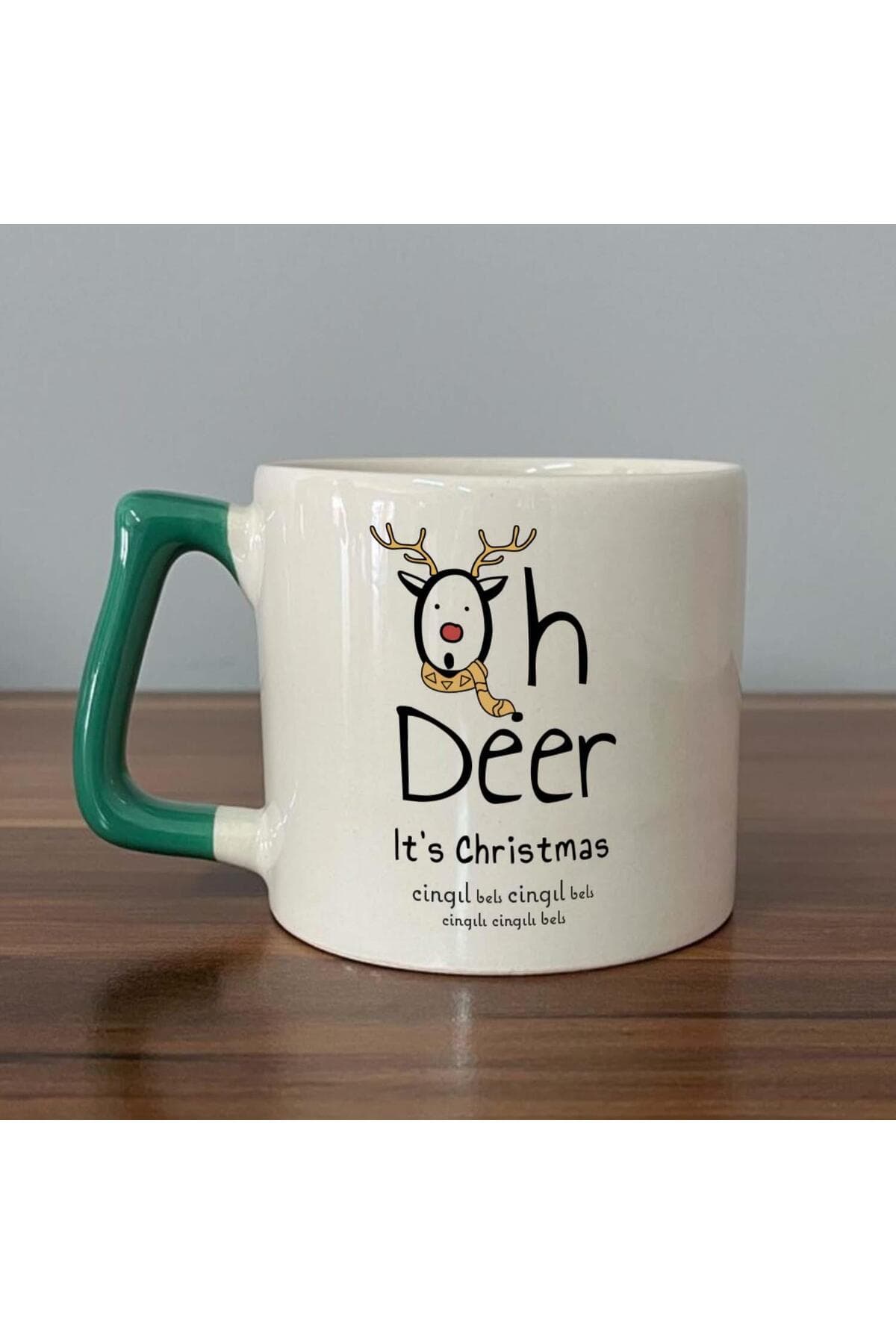 Cingıl Bels Baskılı Yeşil Kulplu Prime Kupa - Yılbaşı Hediyesi Bardak Fincan Mug