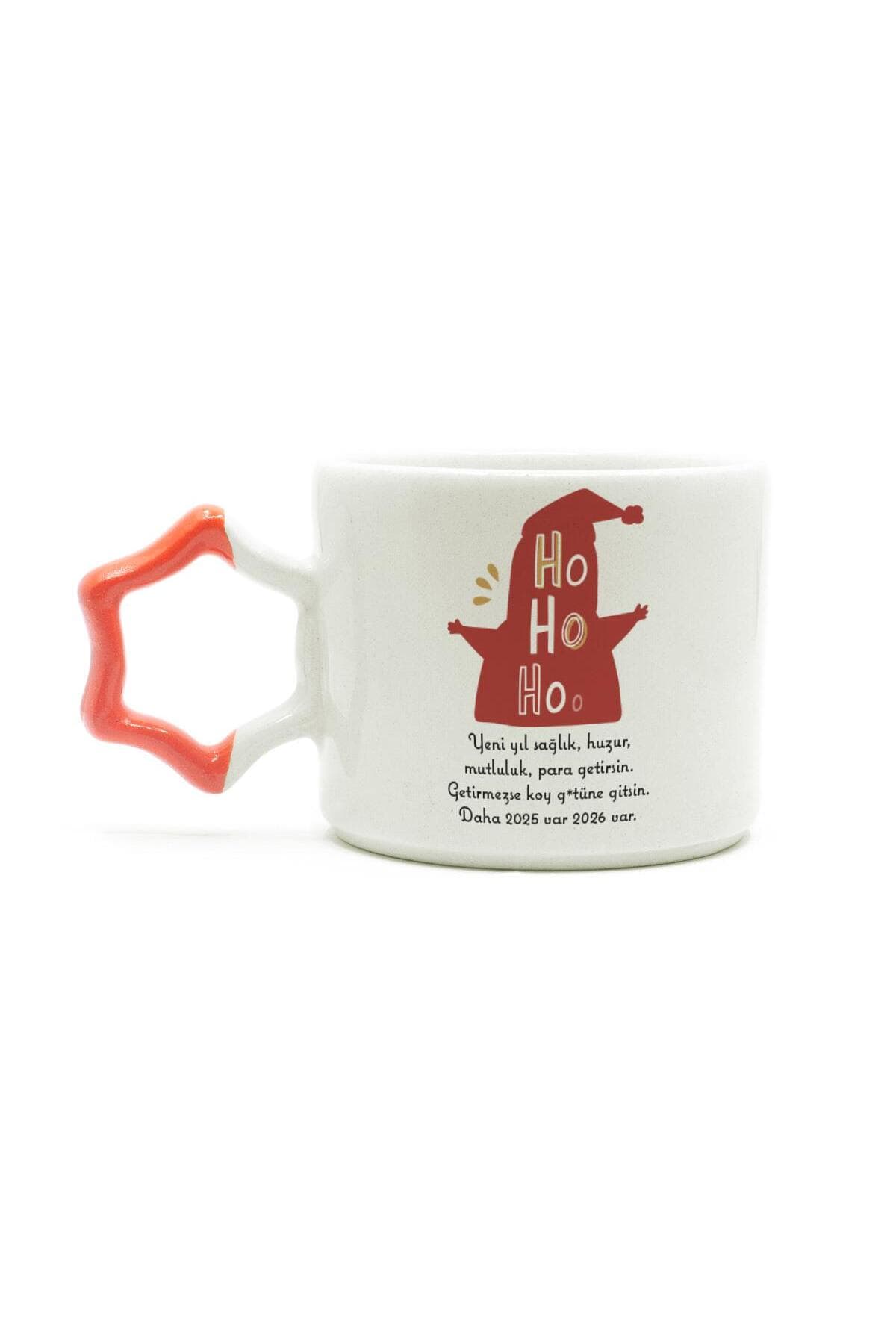 Getirmezse Koy G.tüne Gitsin Baskılı Turuncu Kulplu Yıldız Kupa - Yılbaşı Hediyesi Bardak Fincan Mug