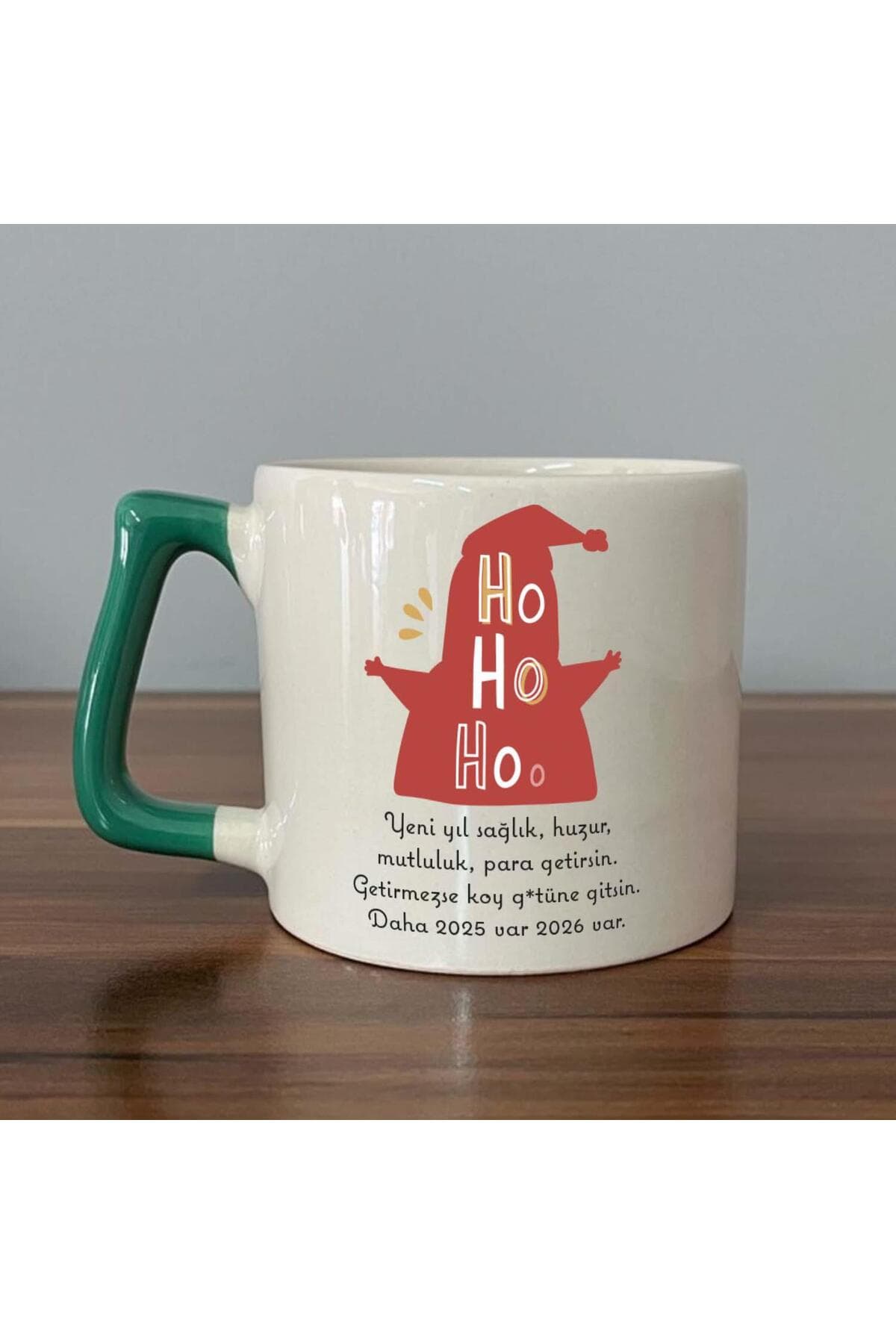 Getirmezse Koy G.tüne Gitsin Baskılı Yeşil Kulplu Prime Kupa - Yılbaşı Hediyesi Bardak Fincan Mug