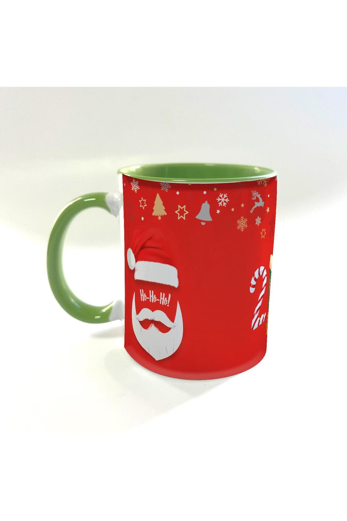 2024 Noel Baba Tam Tur Baskılı İçi ve Kulbu Renkli Mega Kupa - Babaya Hediye Bardak Fincan Mug