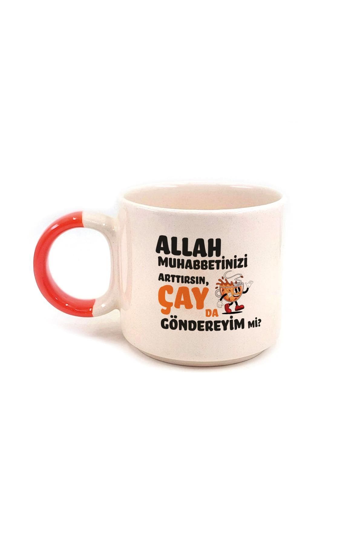 Çay Da Göndereyim Mi? Baskılı Kırmızı Kulplu P Kupa - Öğretmenler Günü Hediyesi Bardak Fincan Mug