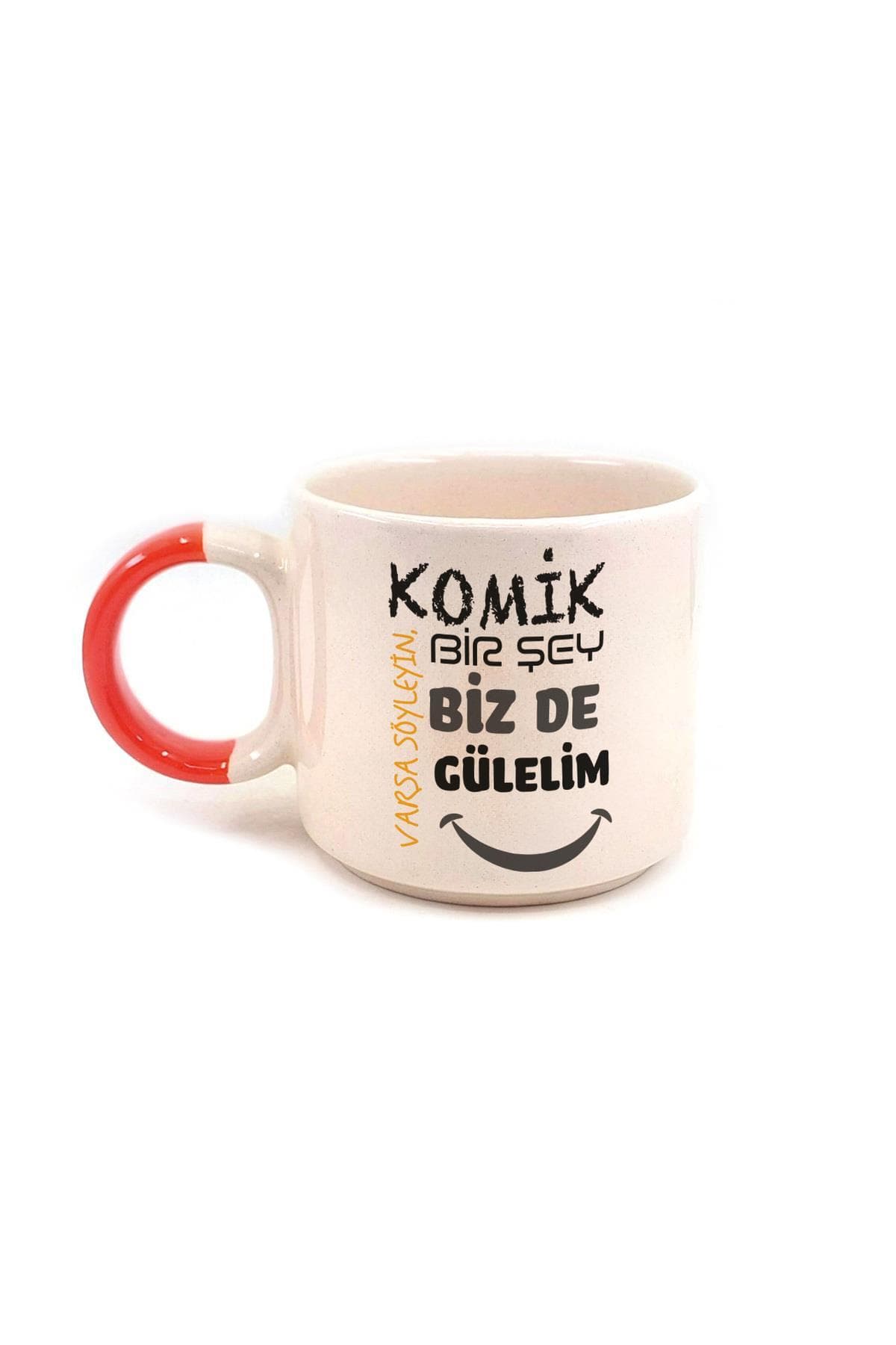 Biz De Gülelim Baskılı Kulplu P Kupa - Öğretmenler Günü Hediyesi Bardak Fincan Mug