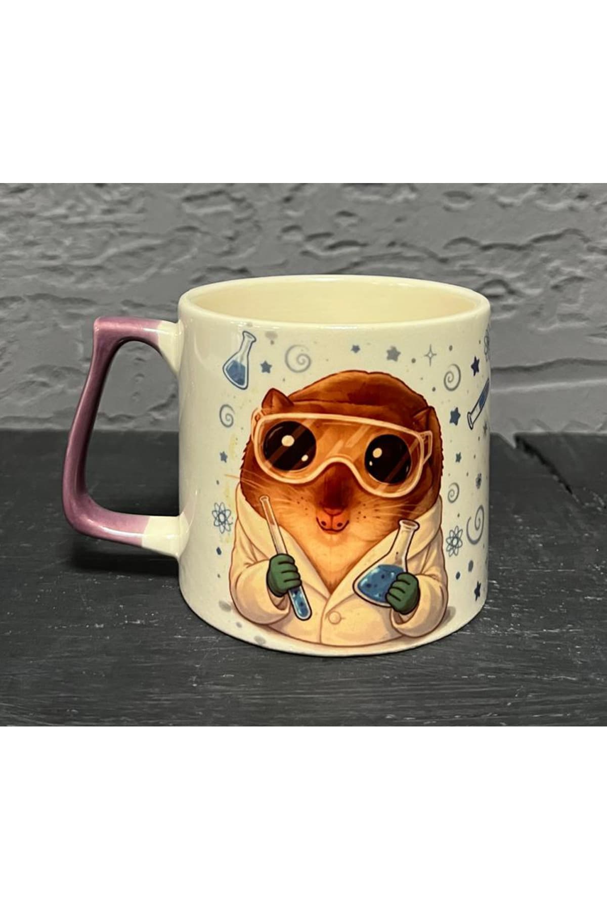 Sad Üzgün Hamster-Kimya Mühendisi Mor Kulplu Prime Meslek Hediyesi Kupa