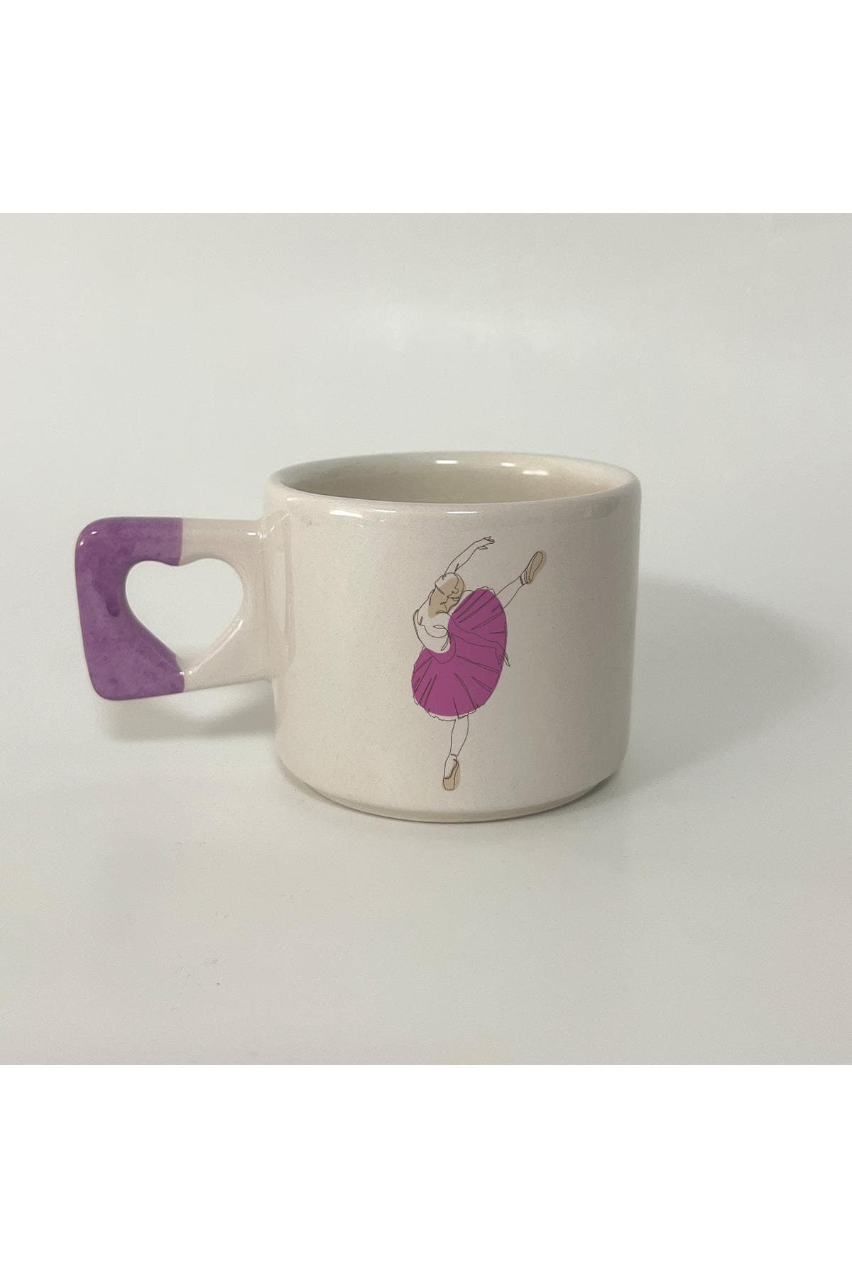 Balerin Baskılı Kulplu Kalp Kupa Bardak Fincan Mug