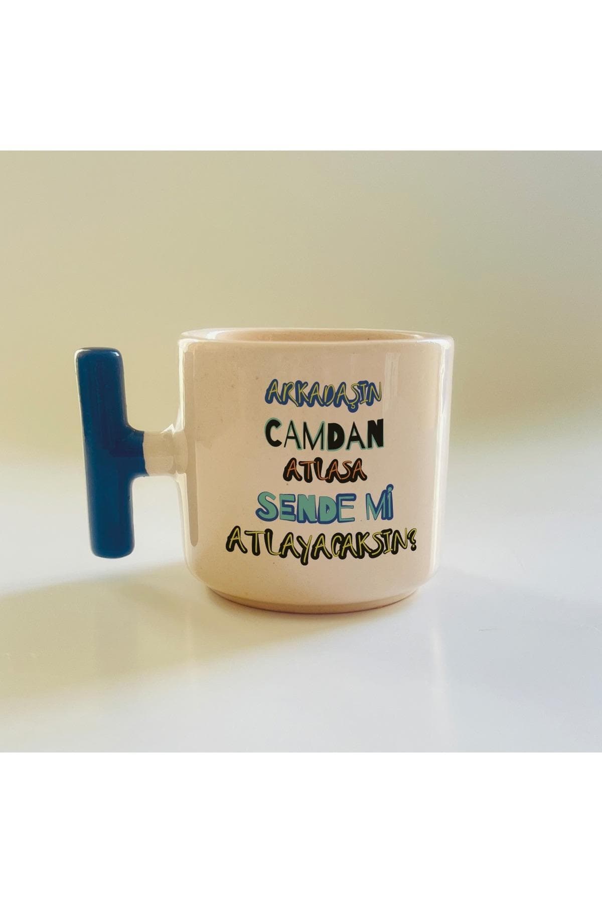 Sende Mi Atlayacaksın Baskılı Kulplu T Kupa - Öğretmenler Günü Hediyesi Bardak Fincan Mug