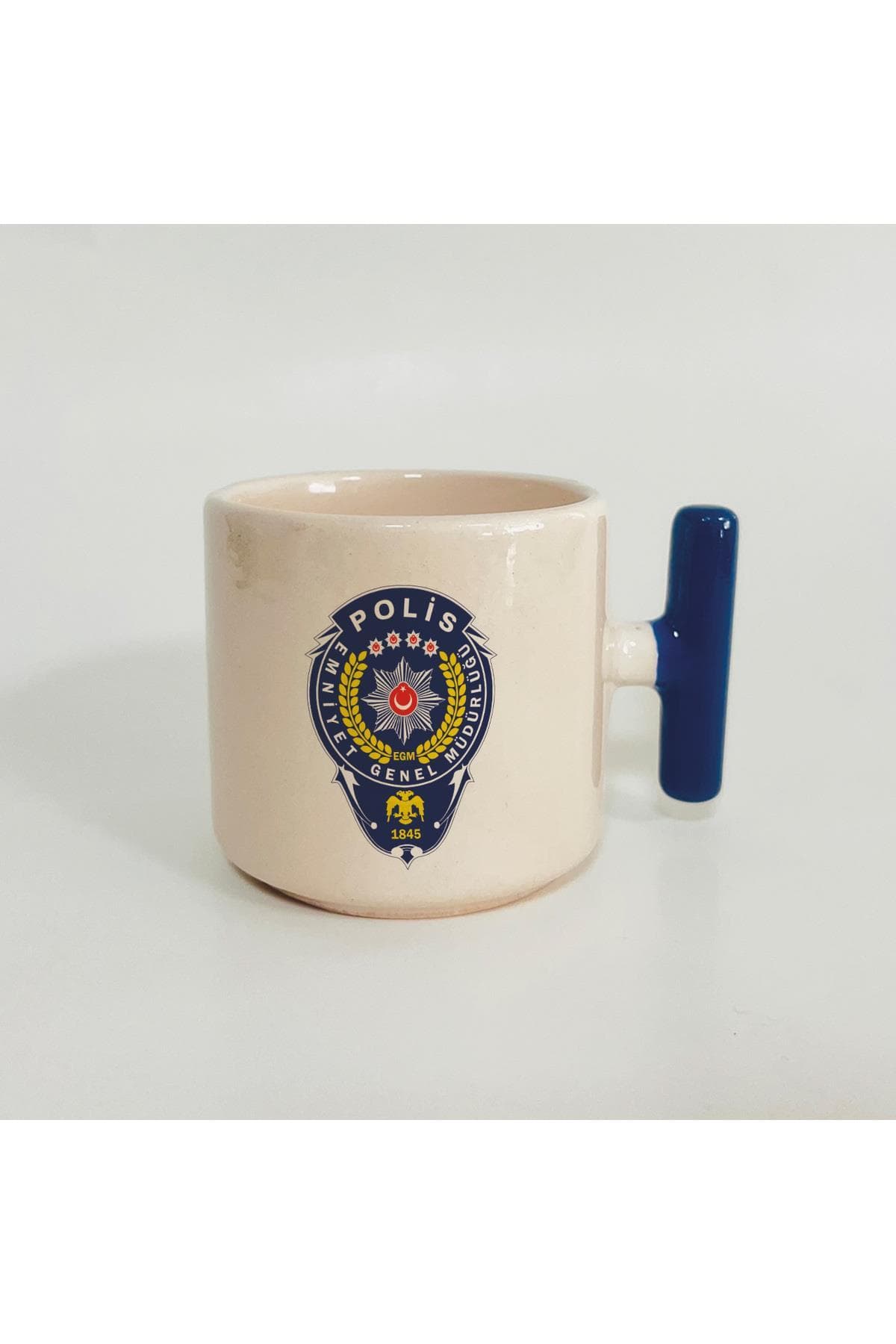 Polis Arma Baskılı Mavi Kulplu T Kupa - Polise Hediye Bardak Fincan Mug
