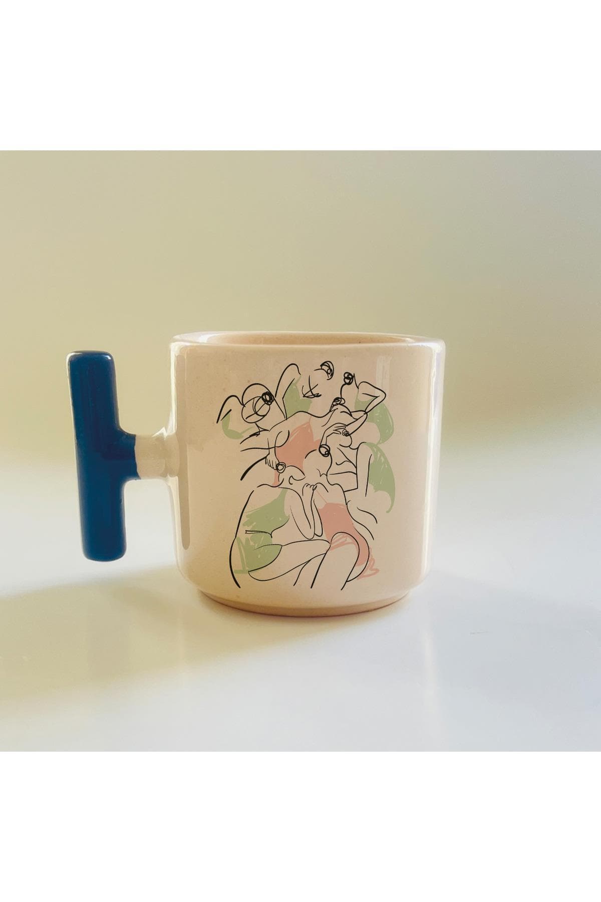 Balerinler Baskılı Mavi Kulplu T Kupa Bardak Fincan Mug