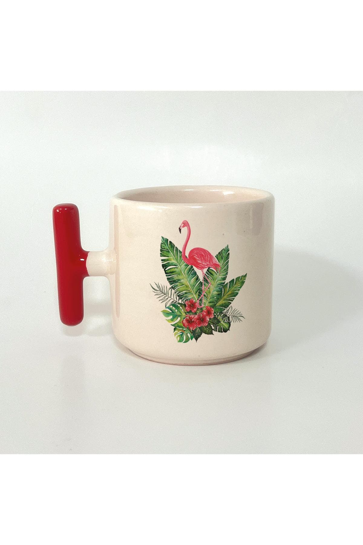 Flamingo Baskılı Kulplu T Kupa Bardak Fincan Mug