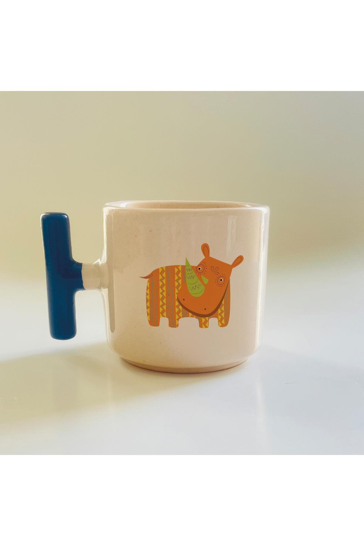 Hipopotam Baskılı Kulplu T Kupa Bardak Fincan Mug