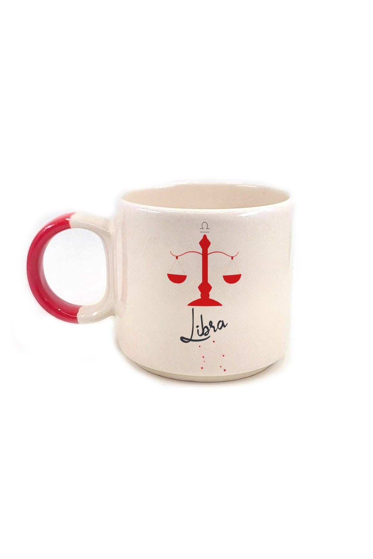 Terazi Burcu Simgesi Baskılı Kırmızı Kulplu P Kupa Bardak Fincan Mug