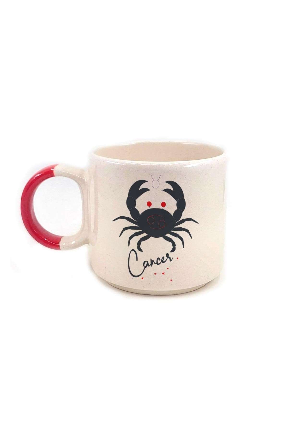 Yengeç Burcu Simgesi Baskılı Kırmızı Kulplu P Kupa Bardak Fincan Mug