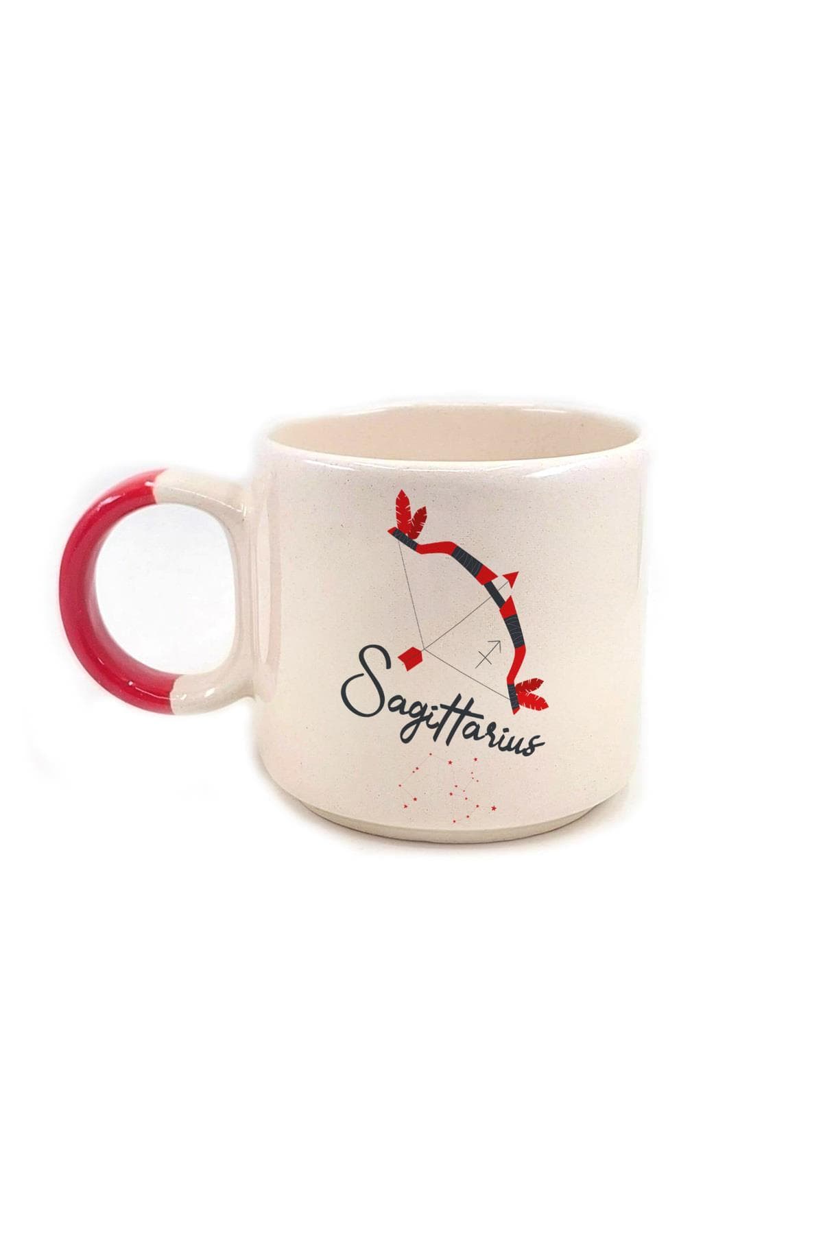 Yay Burcu Simgesi Baskılı Kırmızı Kulplu P Kupa Bardak Fincan Mug