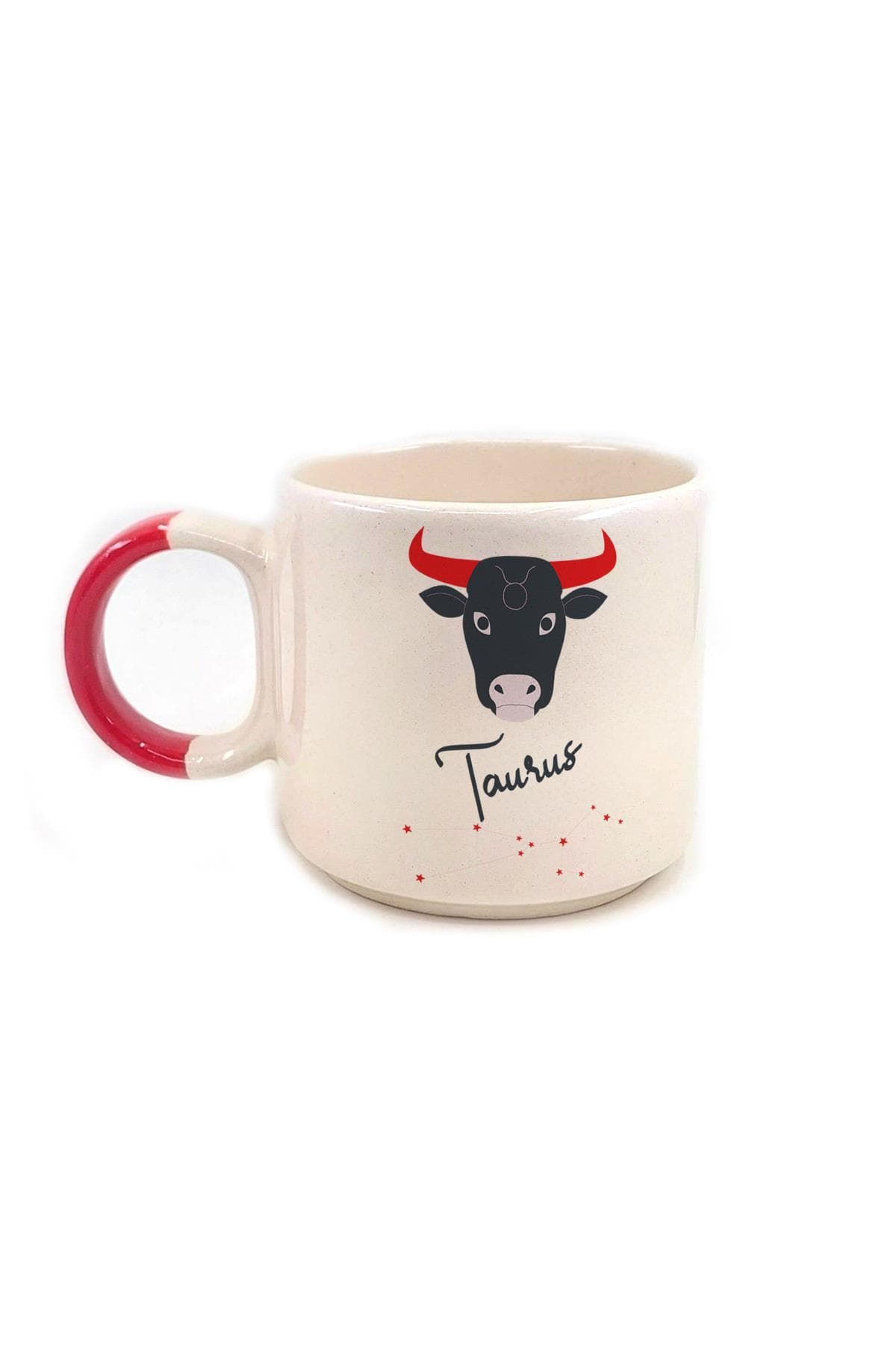 Boğa Burcu Simgesi Baskılı Kırmızı Kulplu P Kupa Bardak Fincan Mug