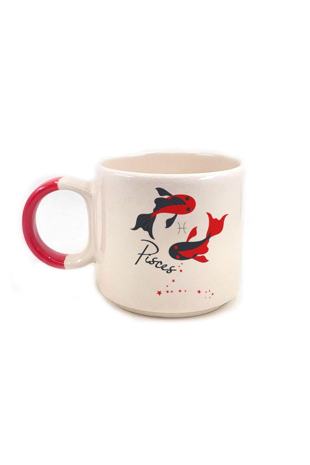 Balık Burcu Simgesi Baskılı Kulplu P Kupa Bardak Fincan Mug