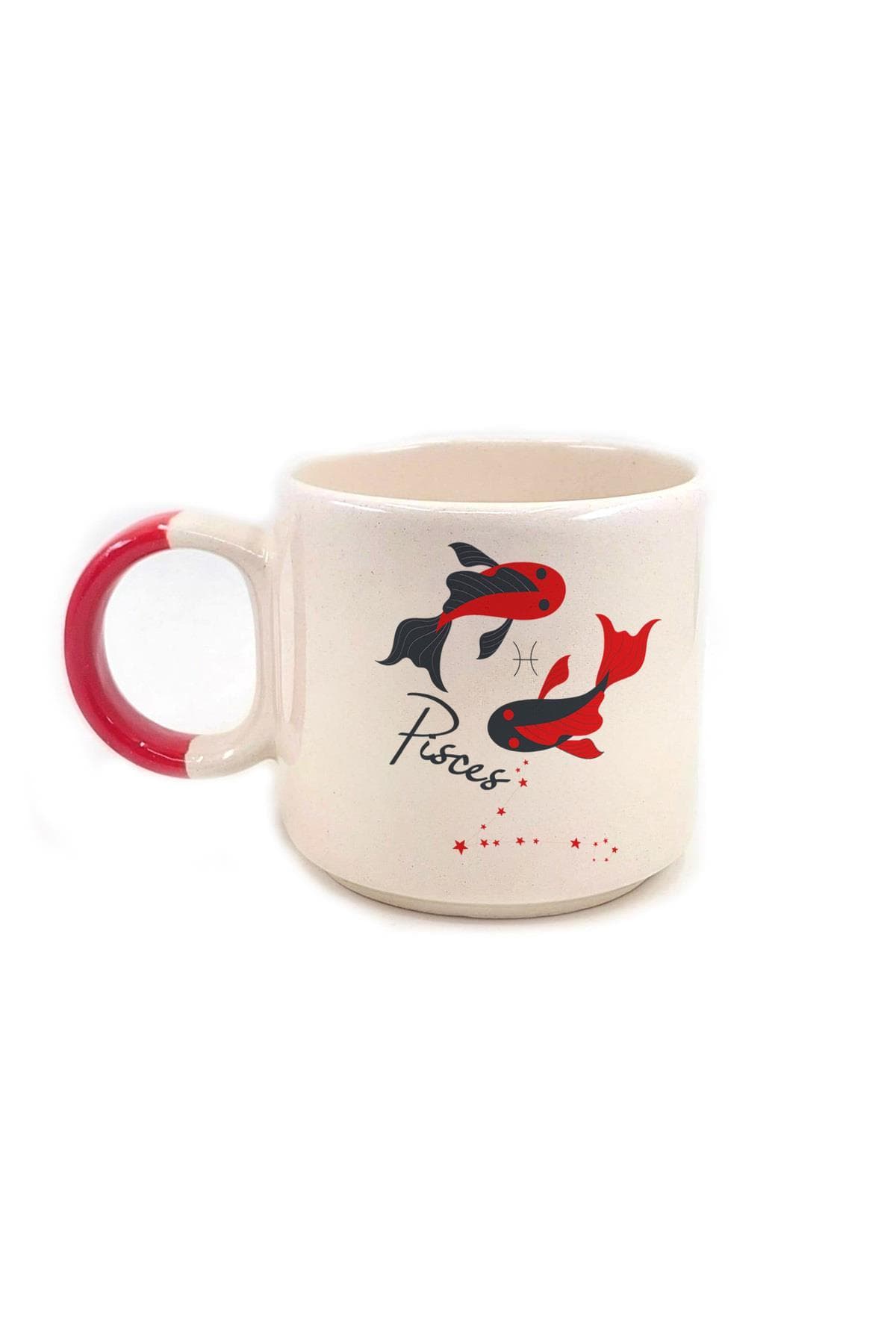 Balık Burcu Simgesi Baskılı Kulplu P Kupa Bardak Fincan Mug
