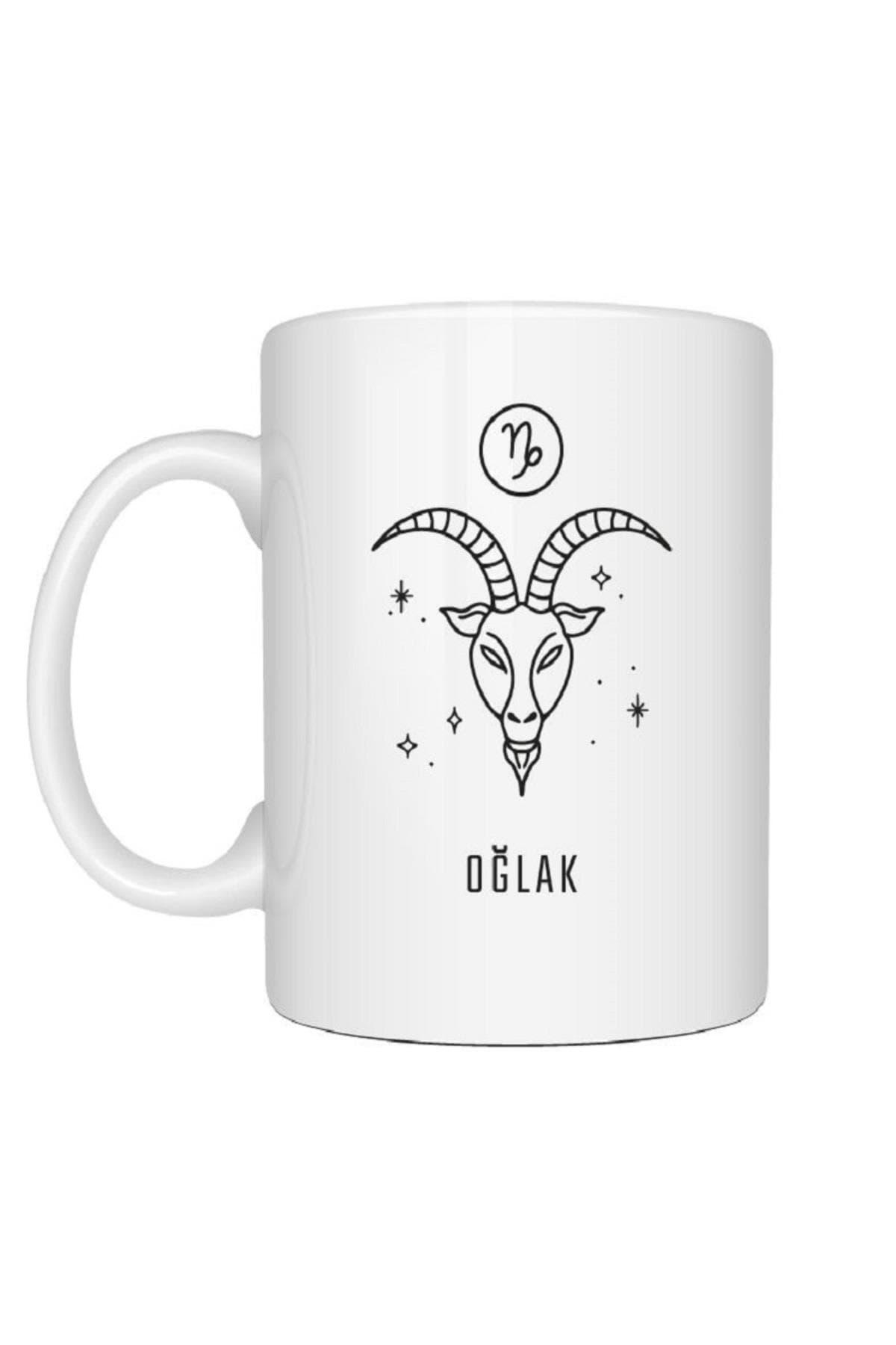 Kişiye Özel Oğlak Burcu ve İsimli Baskılı Beyaz Kupa Bardak Fincan Mug