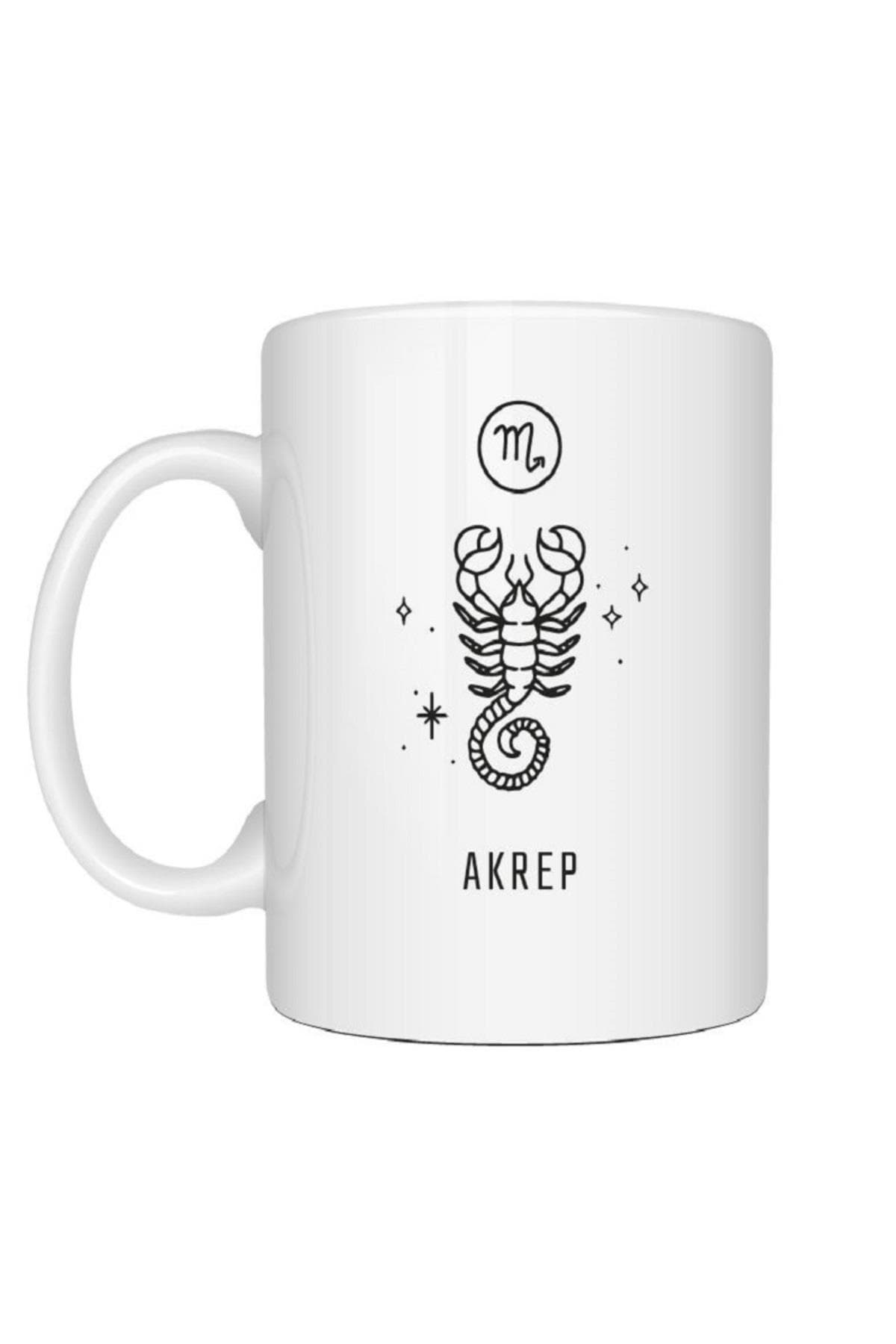 Kişiye Özel Akrep Burcu ve İsimli Baskılı Beyaz Kupa Bardak Fincan Mug