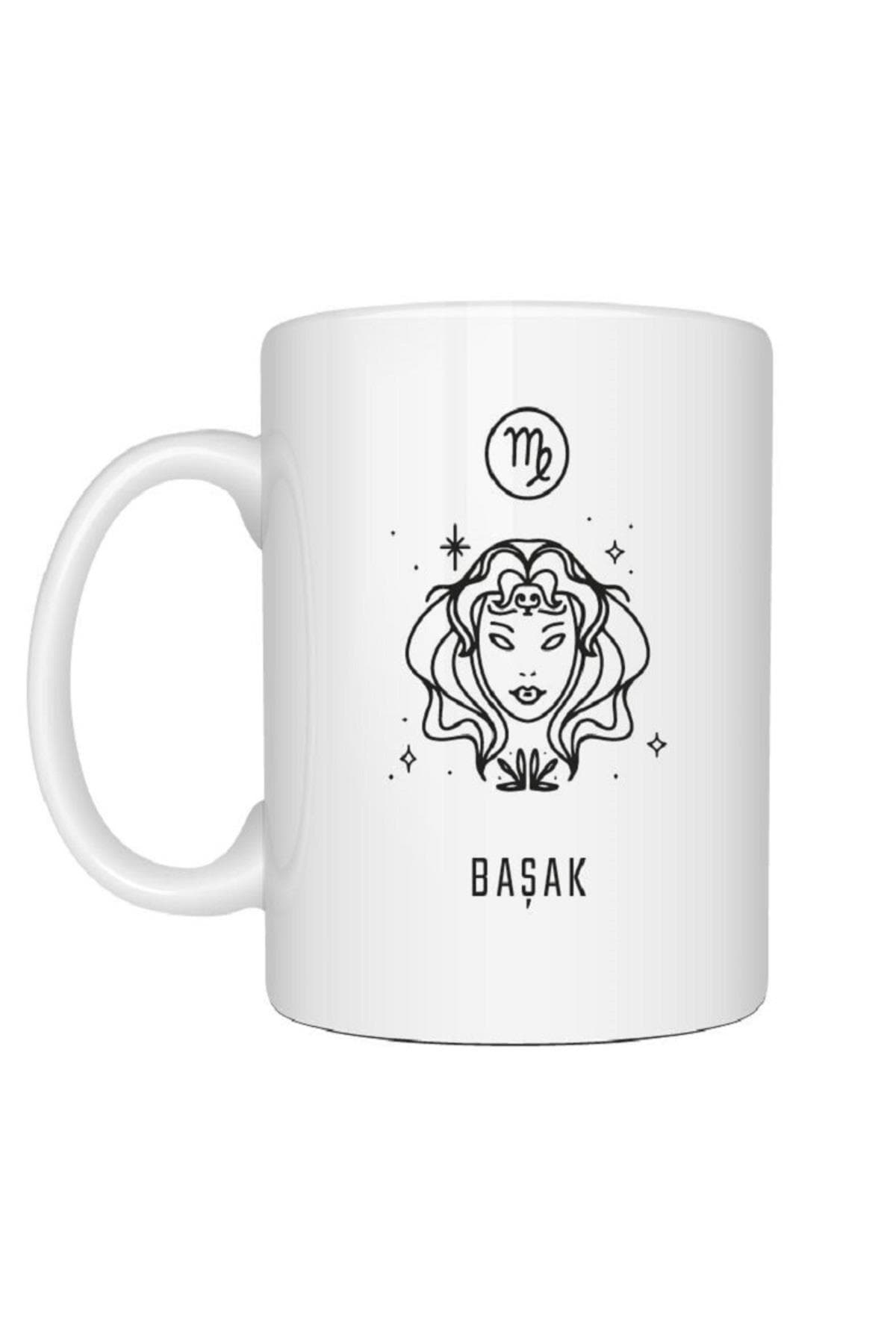 Kişiye Özel Başak Burcu ve İsimli Baskılı Beyaz Kupa Bardak Fincan Mug