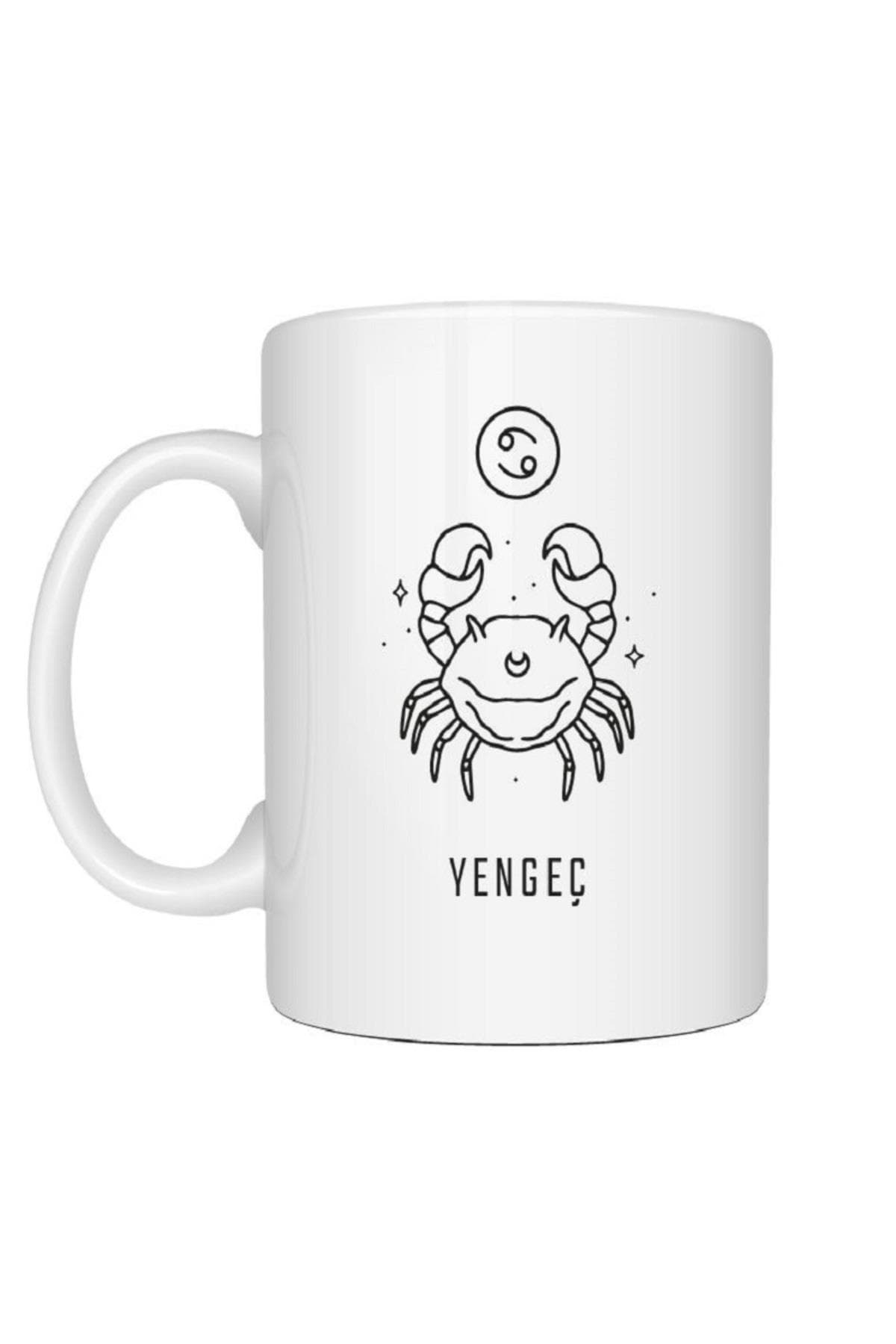 Kişiye Özel Yengeç Burcu ve İsimli Baskılı Beyaz Kupa Bardak Fincan Mug