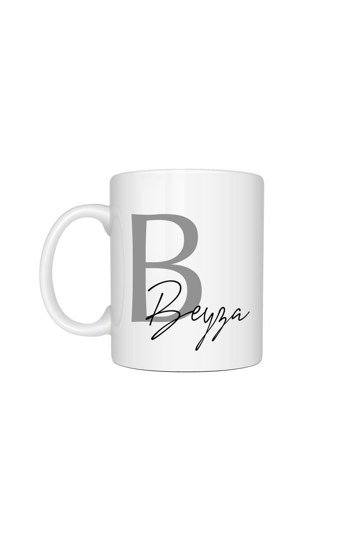 Kişiye Özel Harfli El Yazılı İsimli Baskılı Beyaz Kupa Bardak Fincan Mug