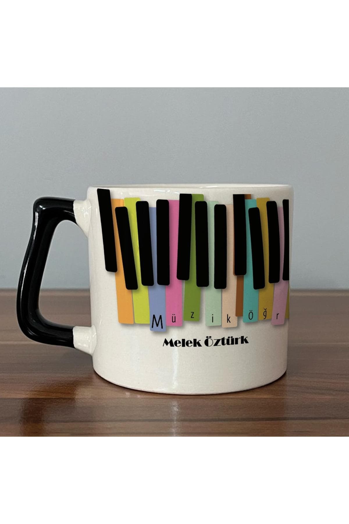 Kişiye Özel Müzik Öğretmeni Baskılı Siyah Kulplu Prime Kupa - Öğretmene Hediye Bardak Fincan Mug