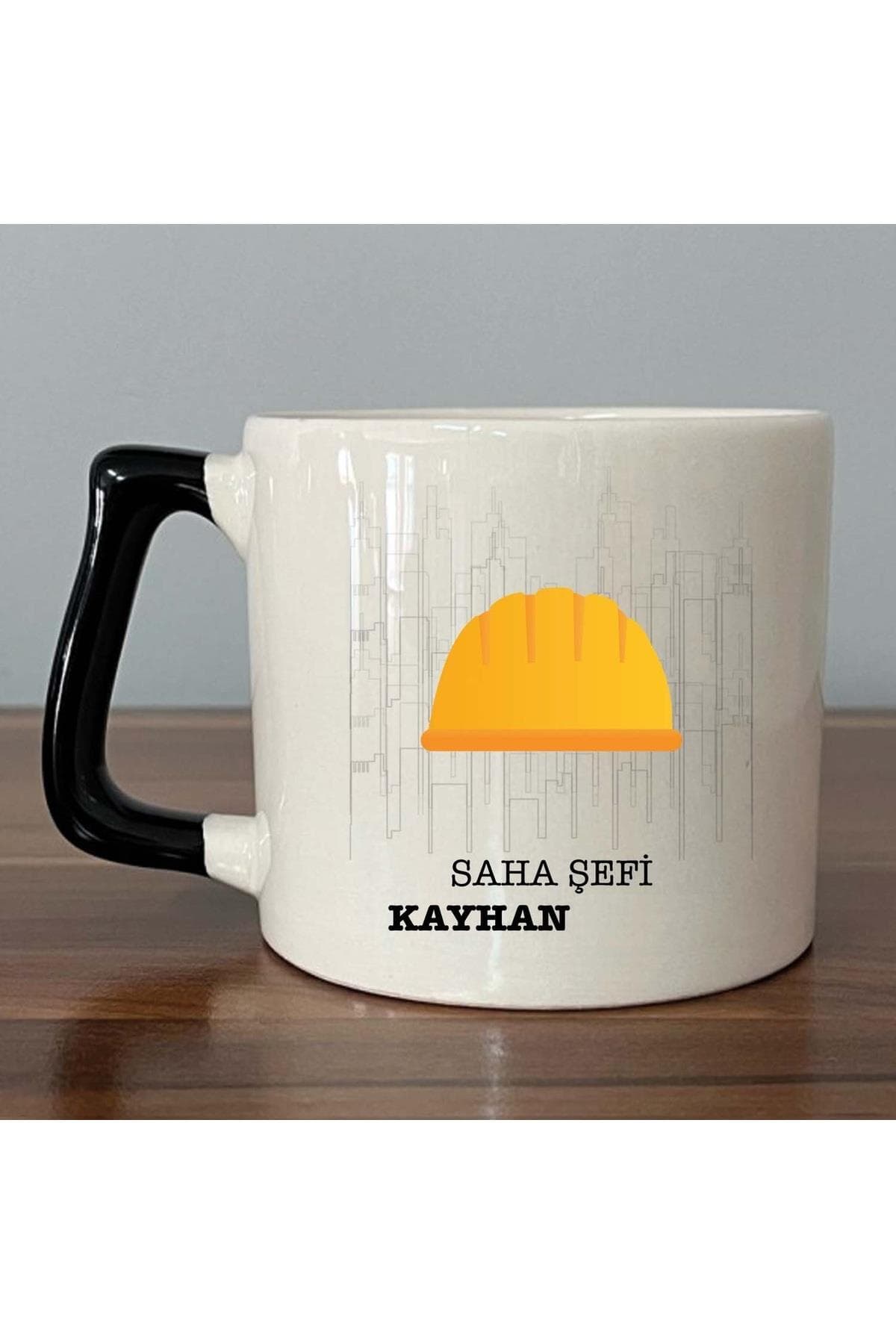 Kişiye Özel Saha Şefi Baskılı Siyah Kulplu Prime Kupa Bardak Fincan Mug