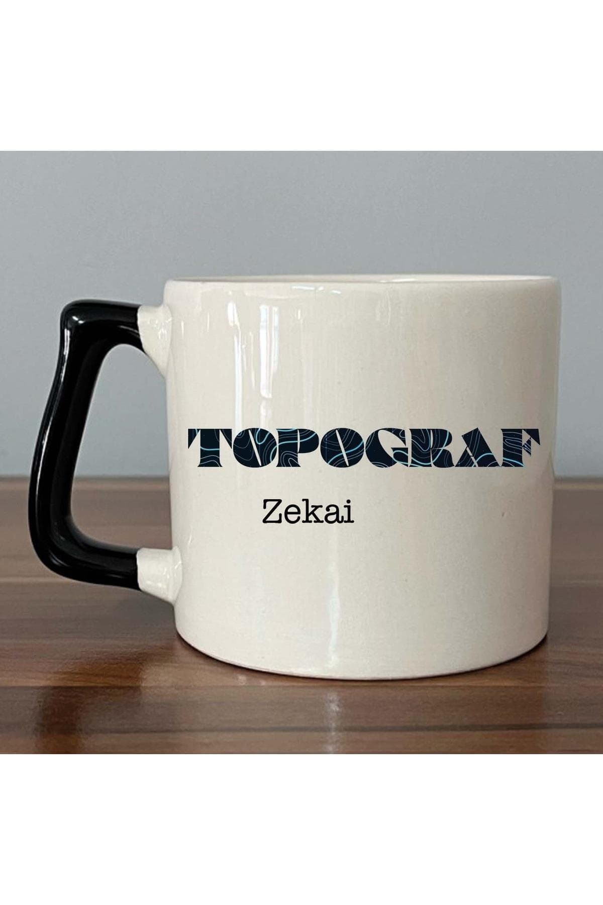 Kişiye Özel Topgraf Baskılı Siyah Kulplu Prime Kupa Bardak Fincan Mug