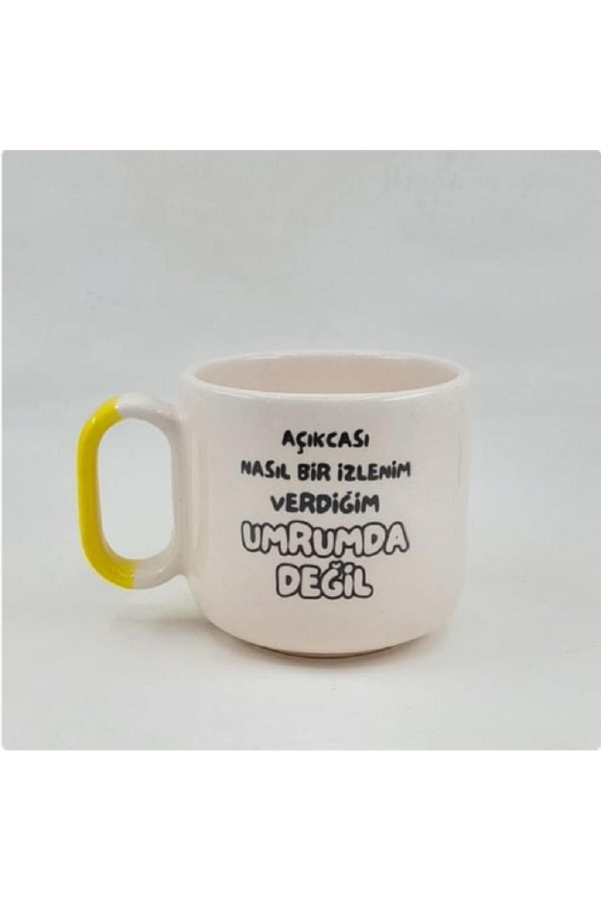 Açıkçası Nasıl Bir İzlenim Verdiğim Umrumda Değil Baskılı Sarı Alt Yarısı Renkli Arya Kupa Bardak