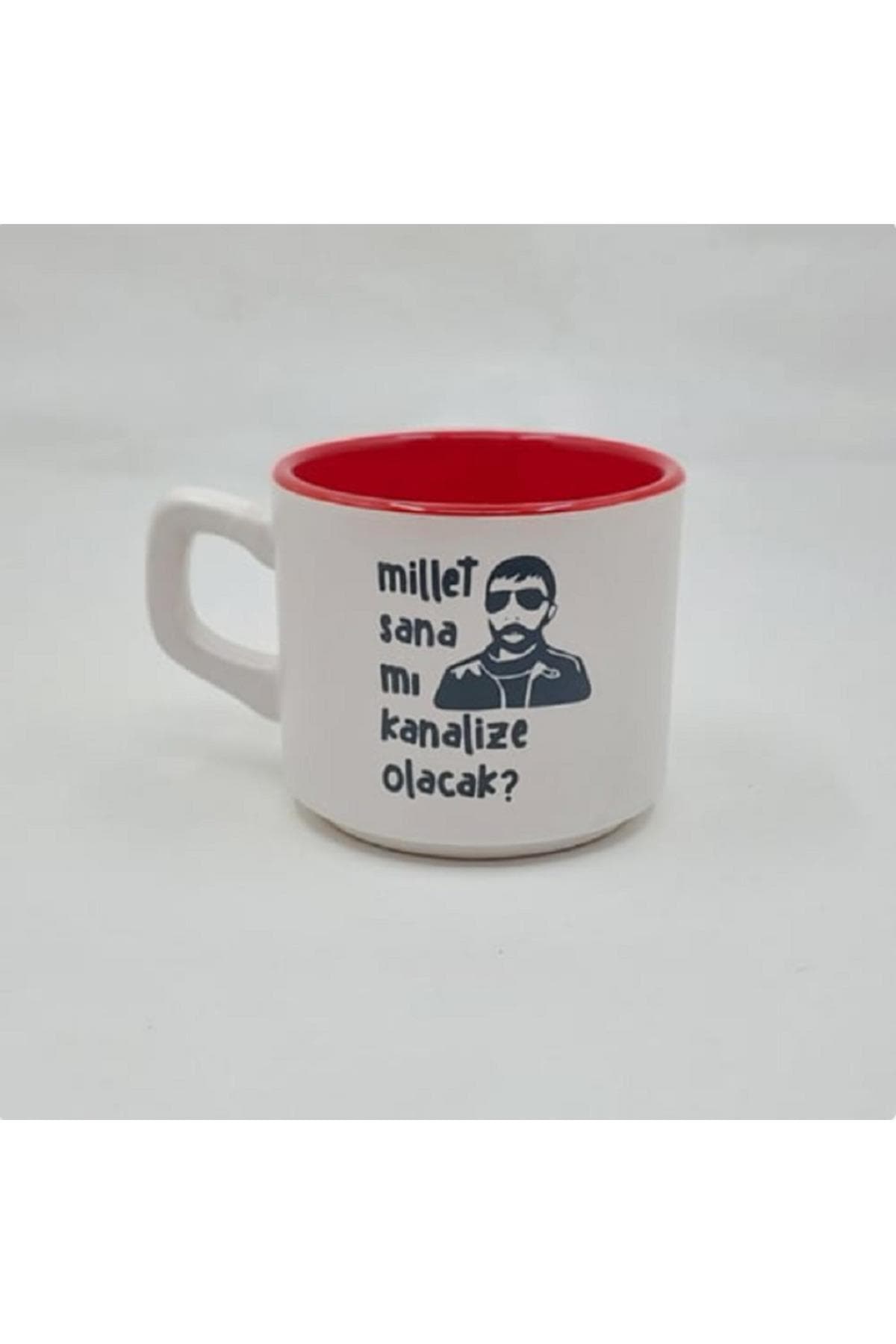 Millet Sana Mı Kanalize Olacak Baskılı Kırmızı İçi Renkli Venüs Kupa Bardak Fincan Mug