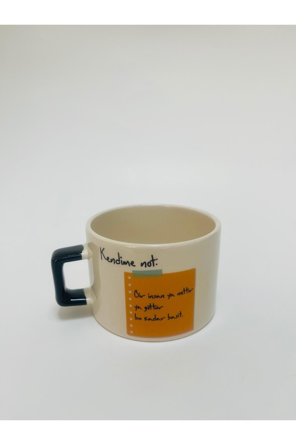 Bir İnsan Ya Nettir Ya G*ttür Baskılı Siyah Kulplu Kare Kupa - Komik Hediye Bardak Fincan Mug