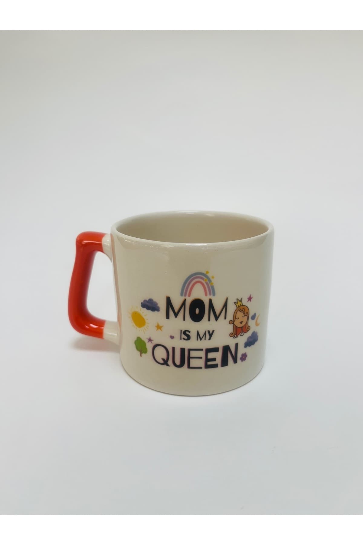 Mum Is My Queen Baskılı Turuncu Kulplu Prime Kupa Bardak Fincan Mug