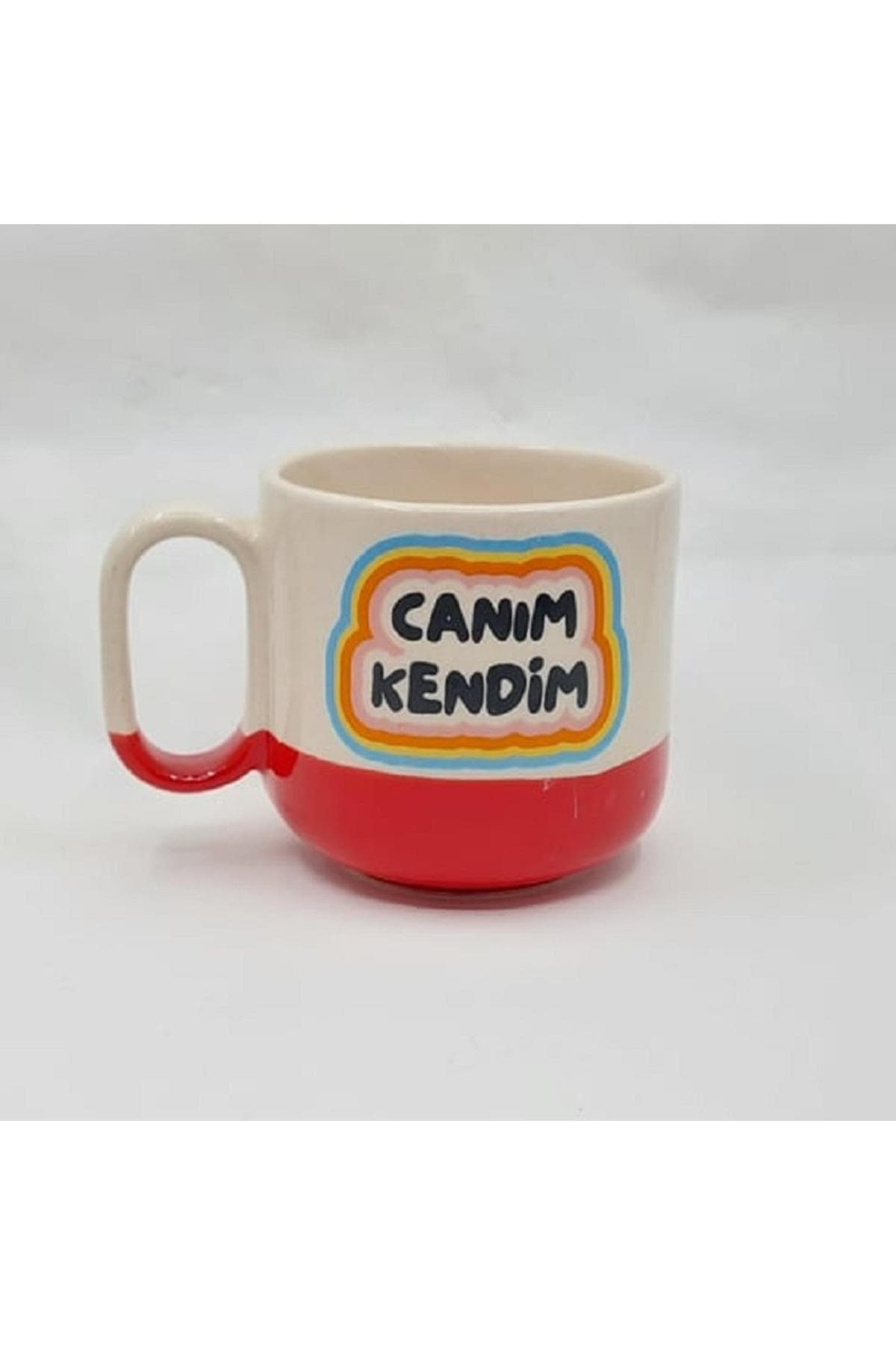 Canım Kendim Baskılı Kırmızı Alt Yarısı Renkli Arya Kupa Bardak Fincan Mug