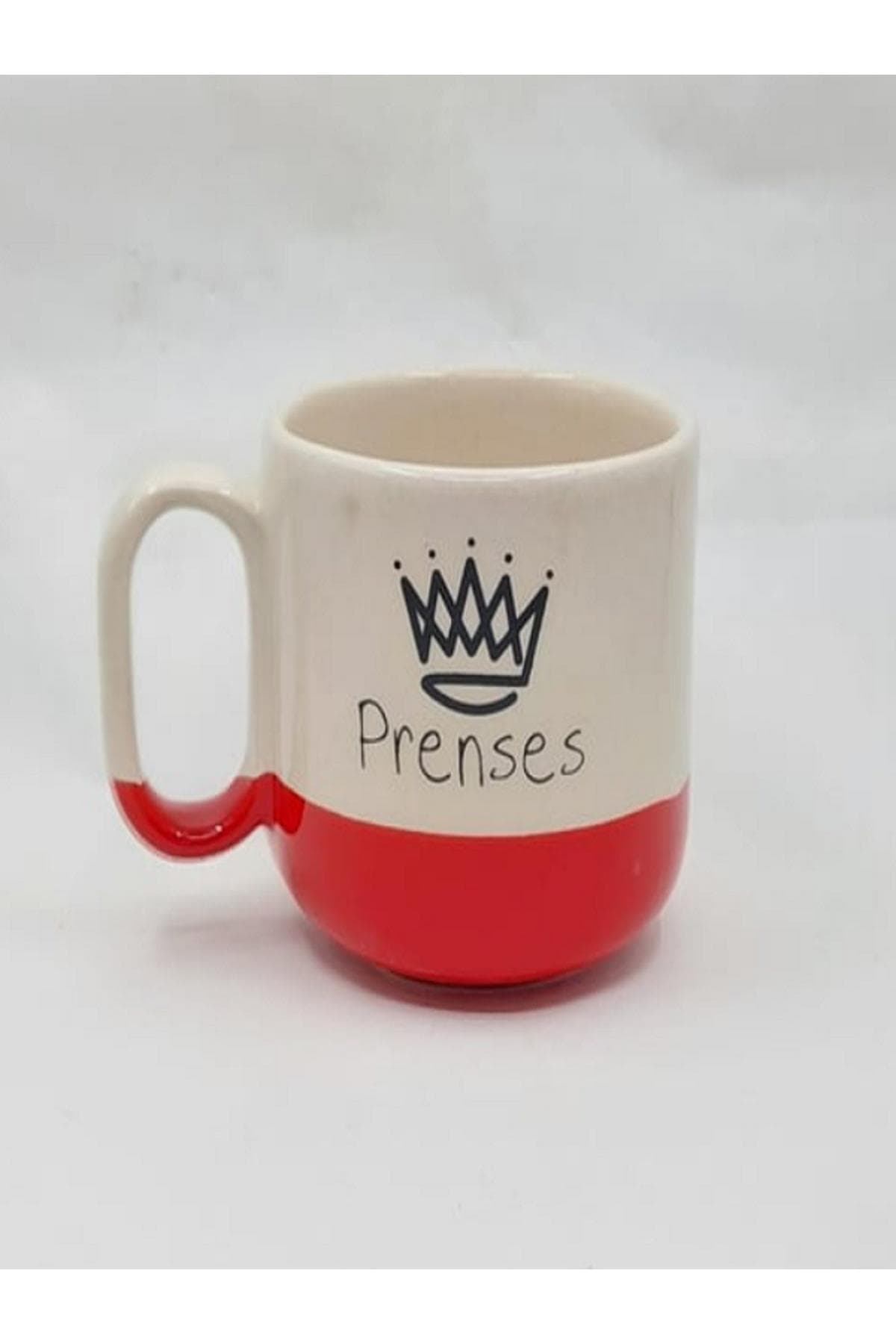 Prenses Baskılı Kırmızı Alt Yarısı Renkli Arya Kupa Bardak Fincan Mug