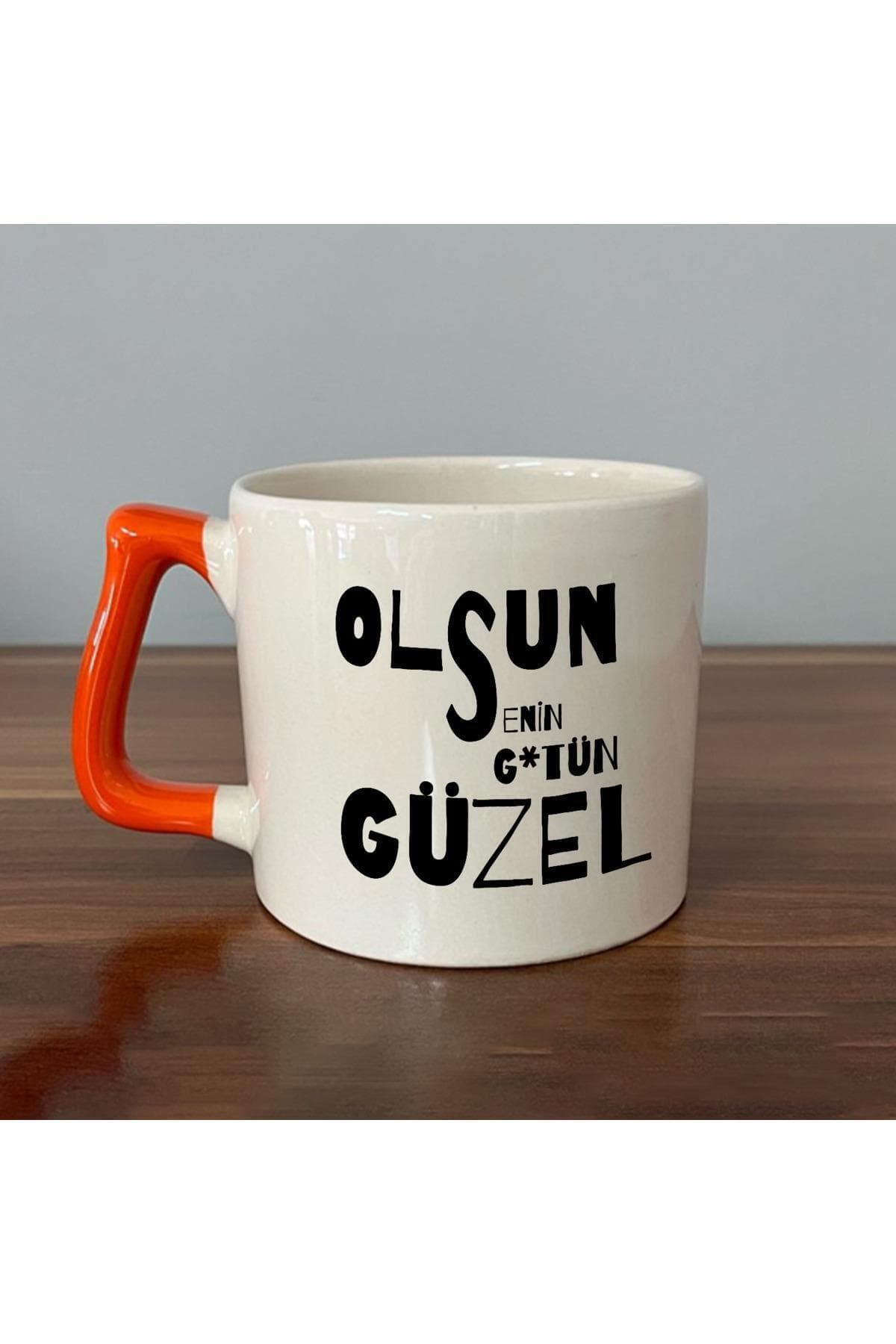 Olsun Senin G*tün Güzel Baskılı Kırmızı Kulplu Prime Kupa - Komik Hediye Bardak Fincan Mug