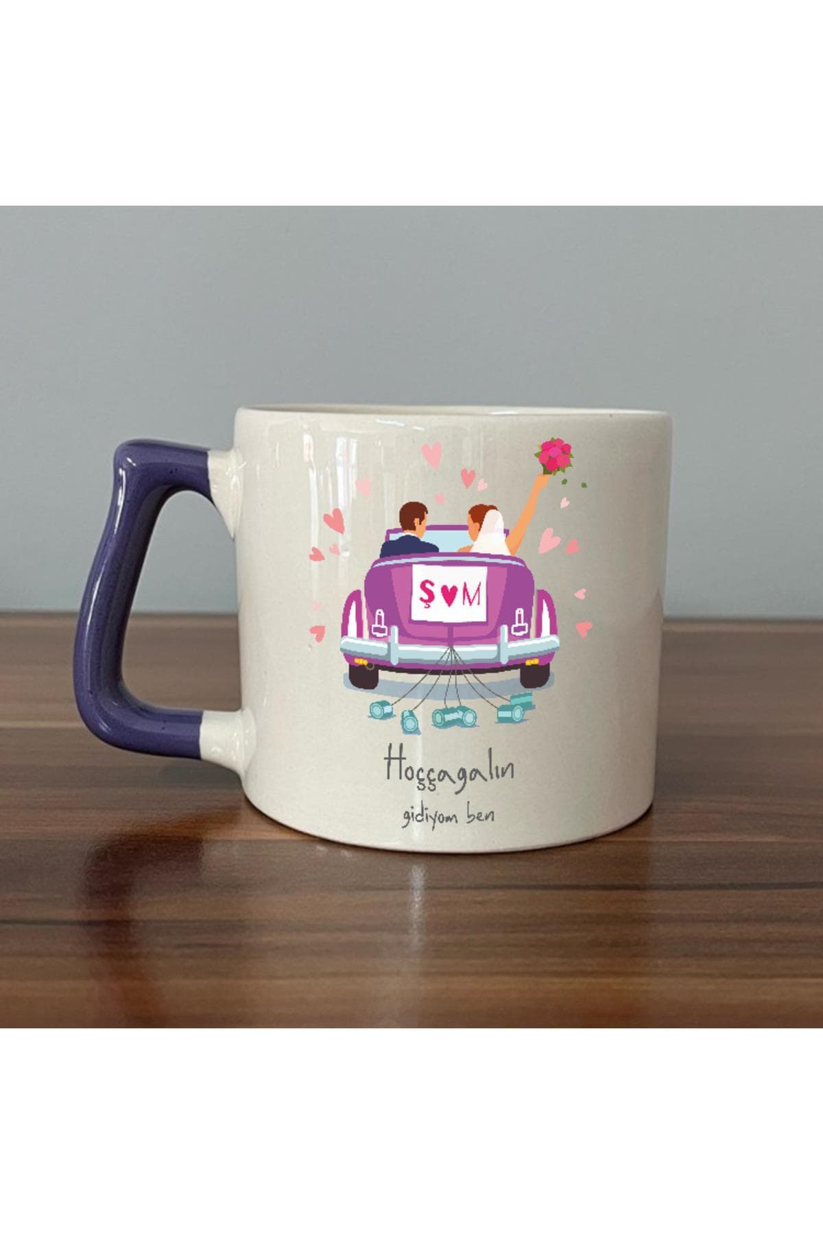 Hoşçagalın Gidiyom Ben Baskılı Mor Kulplu Prime Kupa Bardak Fincan Mug