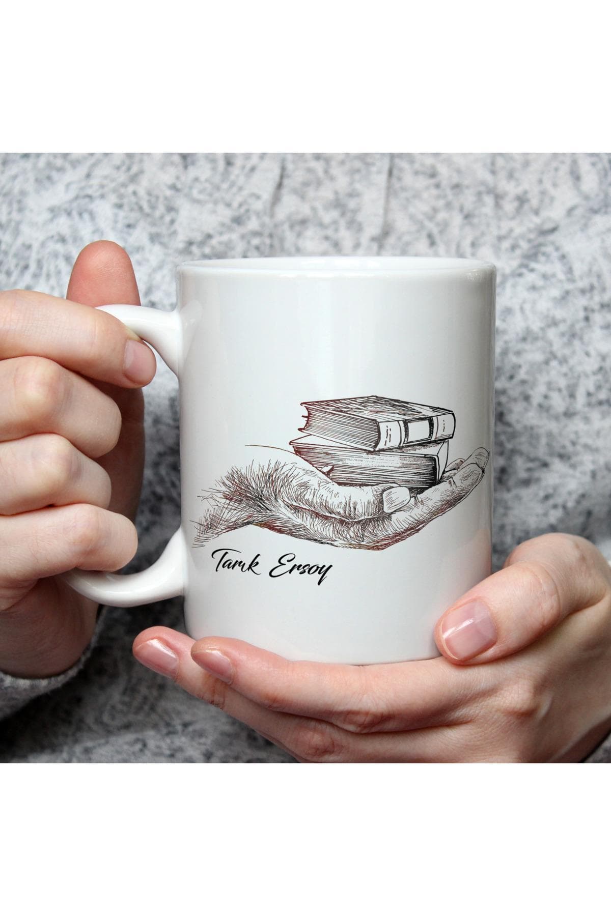 Kişiye Özel Kitaplar Baskılı Beyaz Kupa - Öğretmenler Günü Hediyesi Bardak Fincan Mug