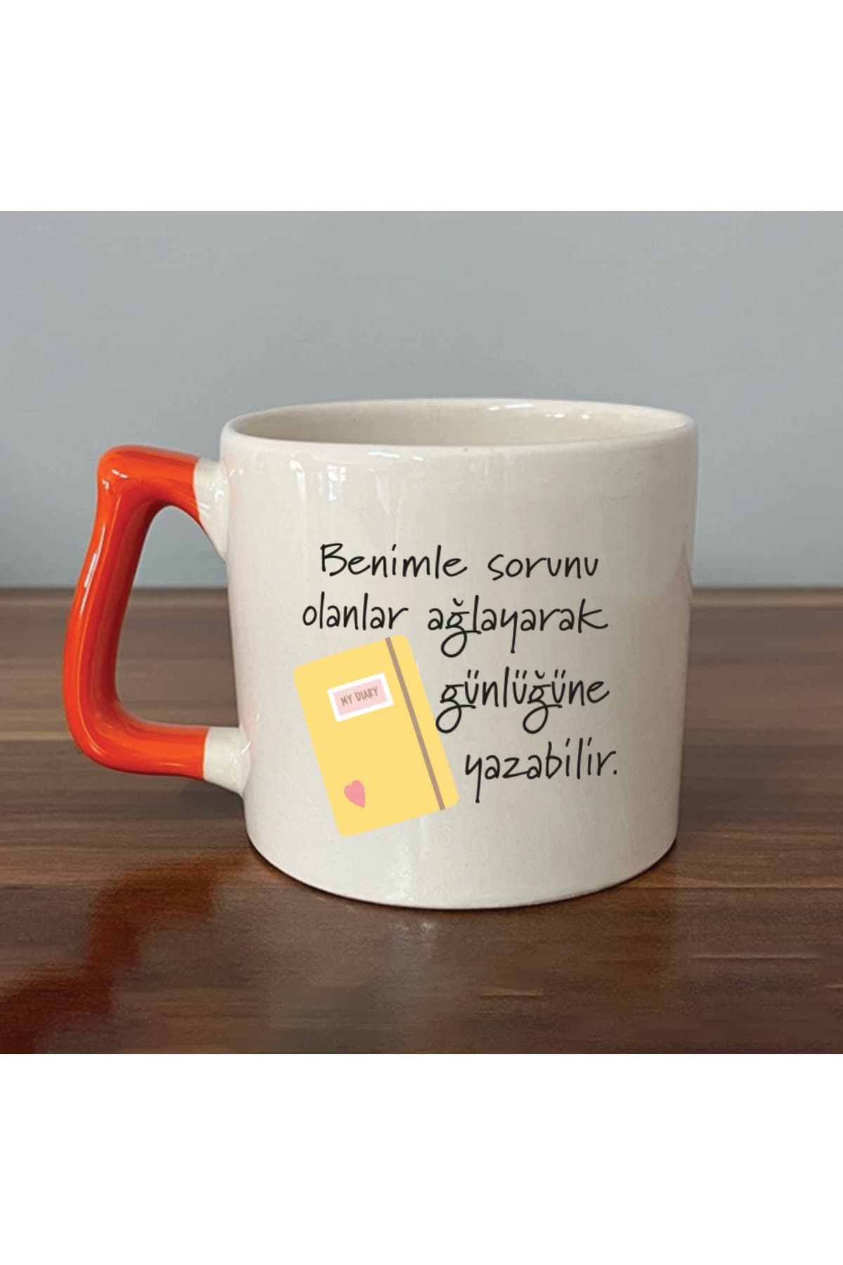 Benimle Sorunu Olanlar Ağlayarak Turuncu Kulplu Prime Laf Sokma Hediyesi Kupa