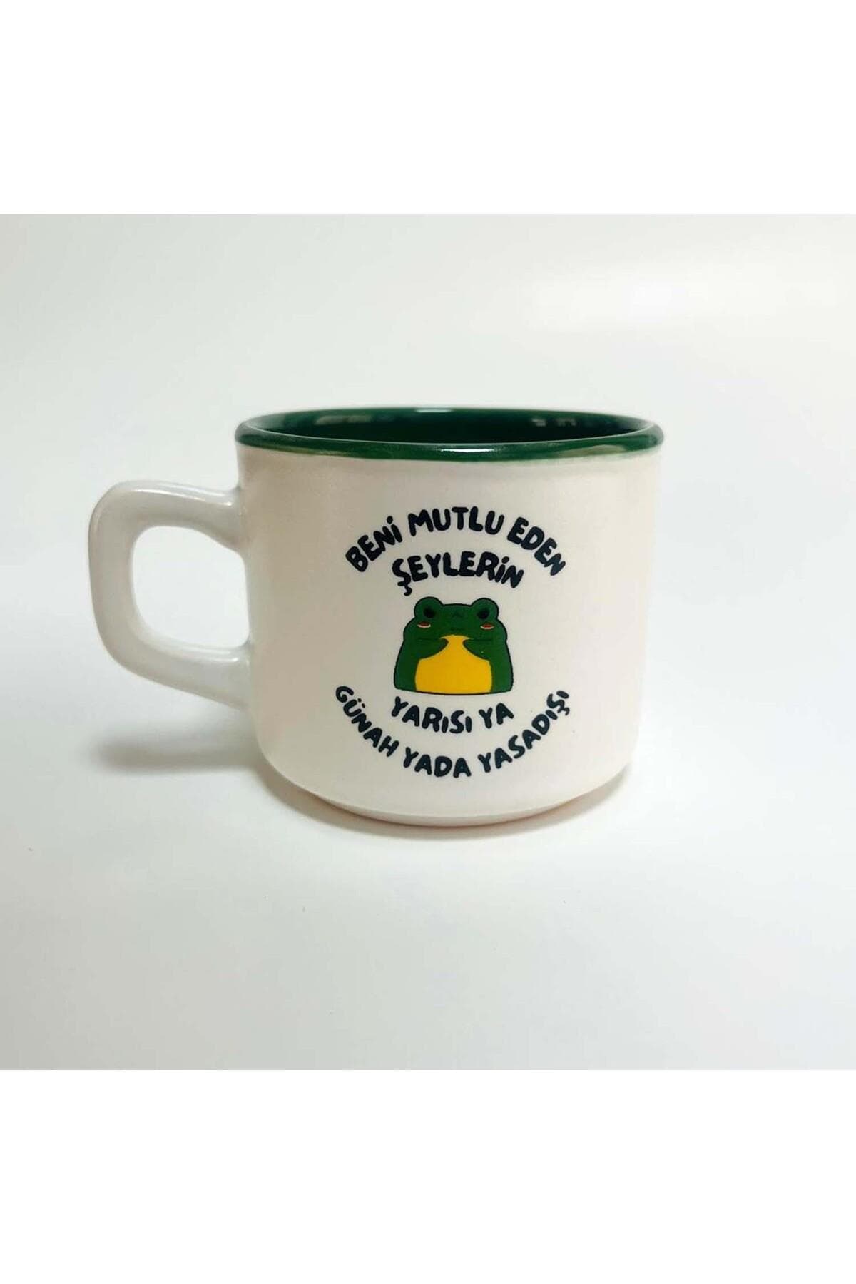 Beni Mutlu Eden Şeylerin Baskılı Yeşil İçi Renkli Venüs Kupa Bardak Fincan Mug