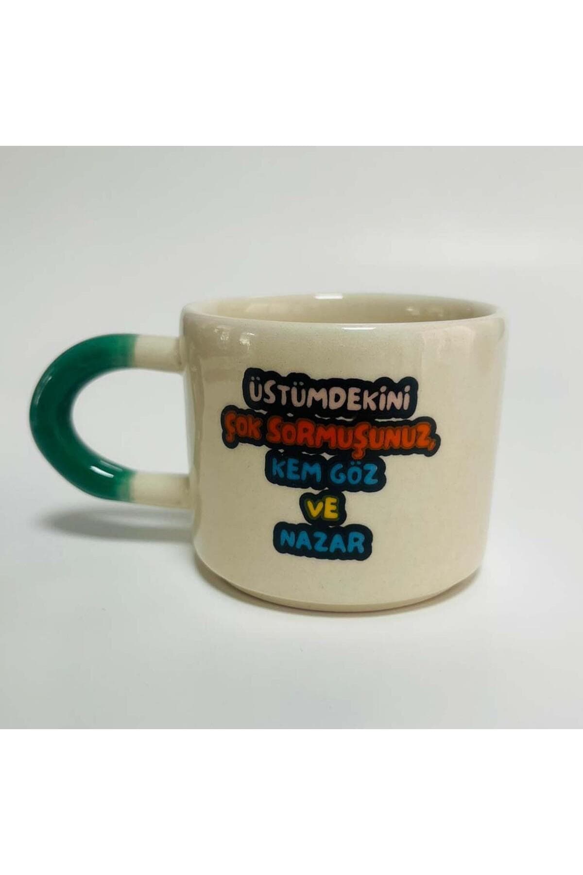 Kem Göz ve Nazar Baskılı Beyaz Kupa Bardak Fincan Mug