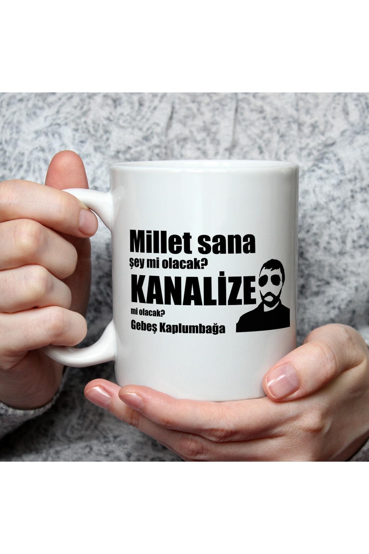 Kanalize Mi Olacak Gebeş Kaplumbağa Baskılı Beyaz Kupa Bardak Fincan Mug